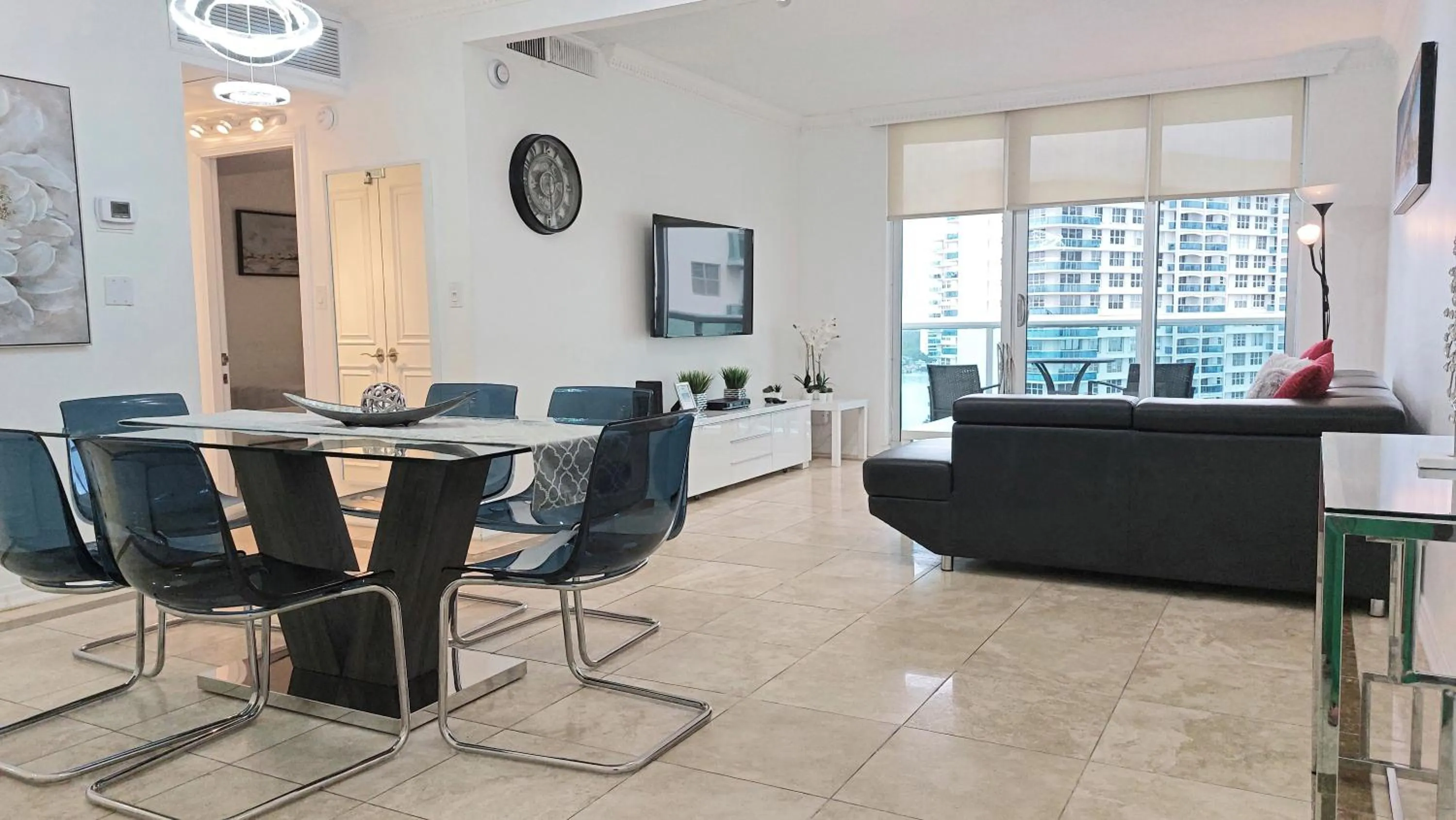 Living room in The Tides Apartments on the beach