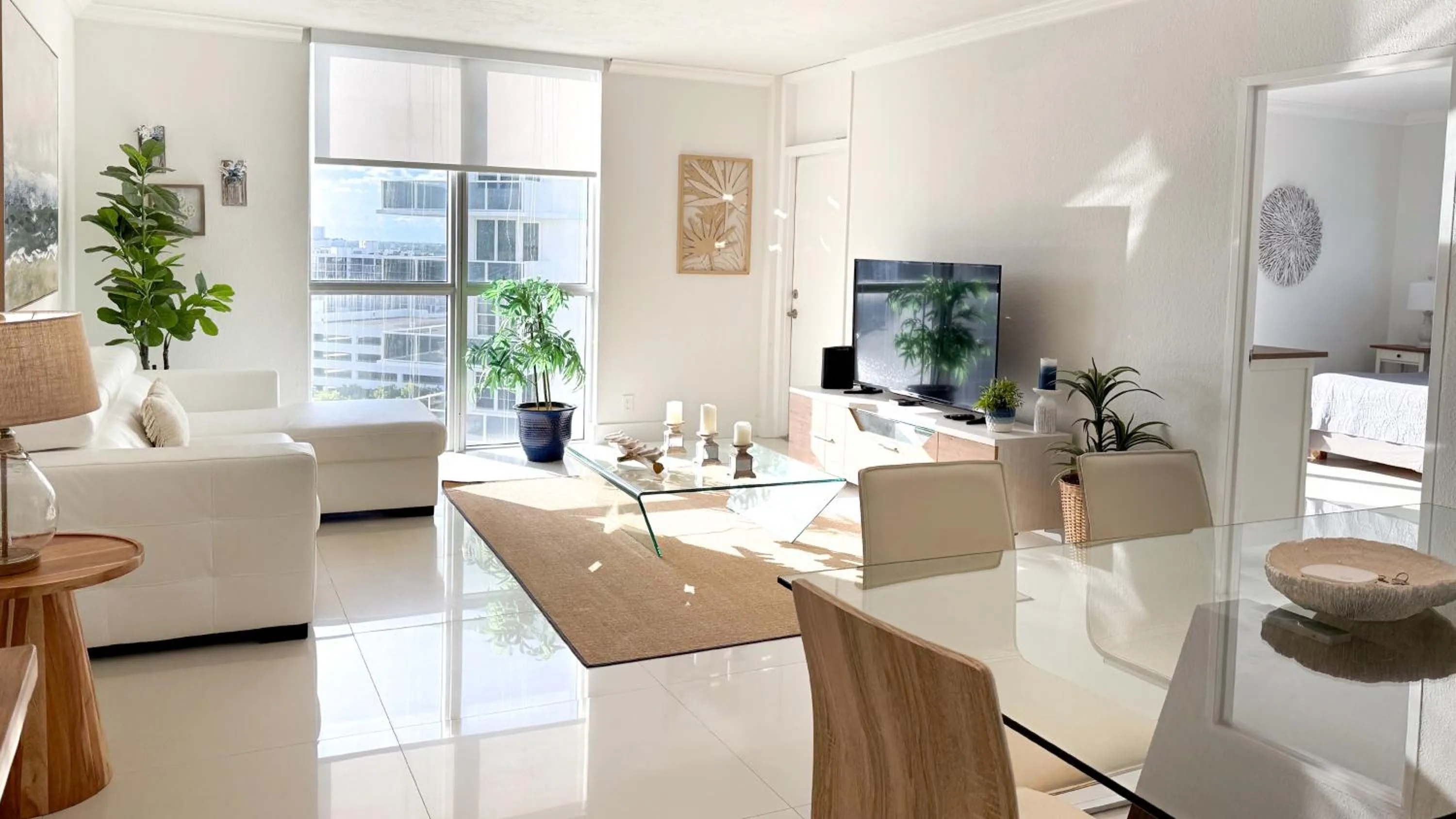 Living room in The Tides Apartments on the beach