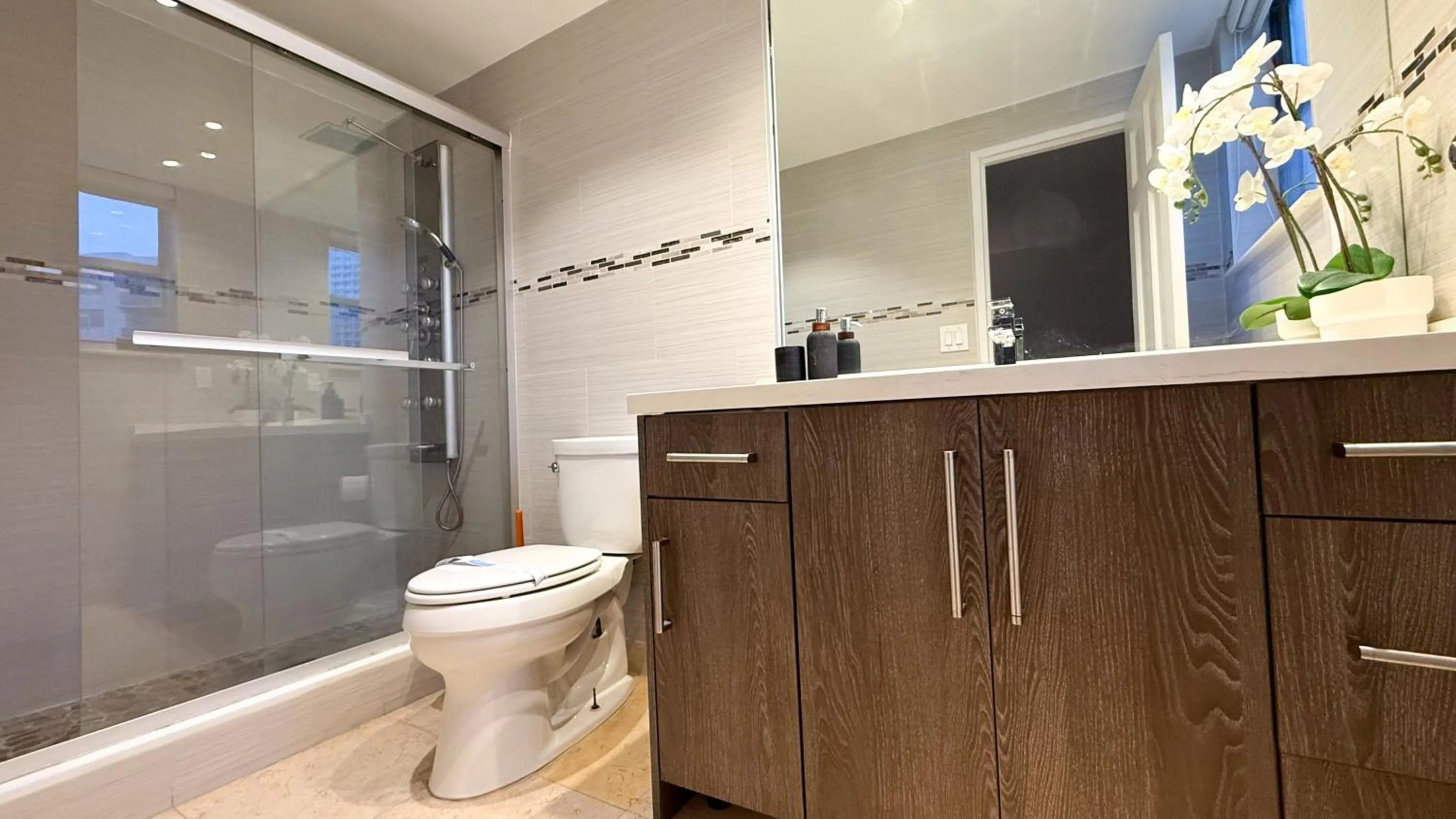 Bathroom in The Tides Apartments on the beach