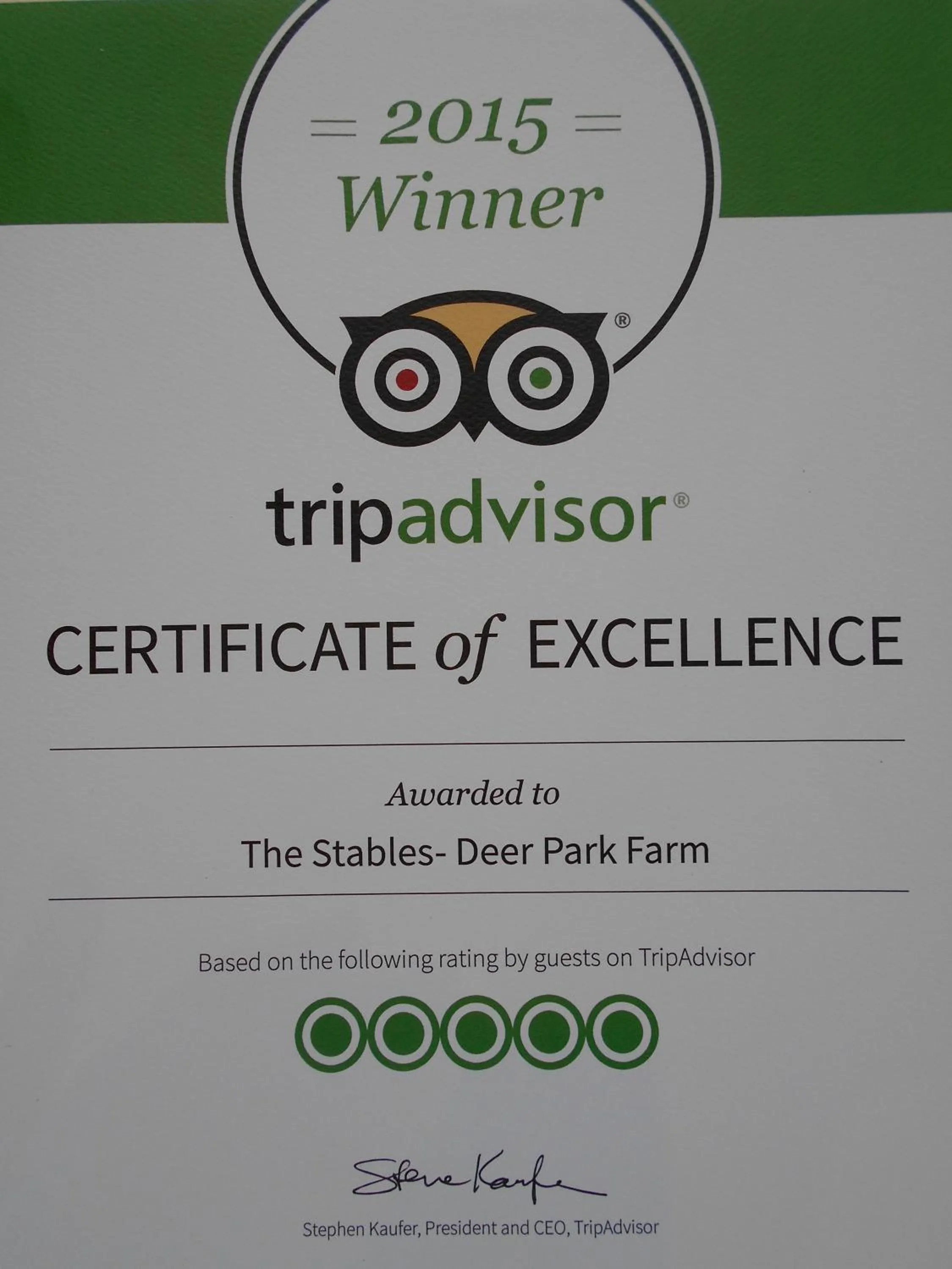 Certificate/Award in The Stables - Deer Park Farm