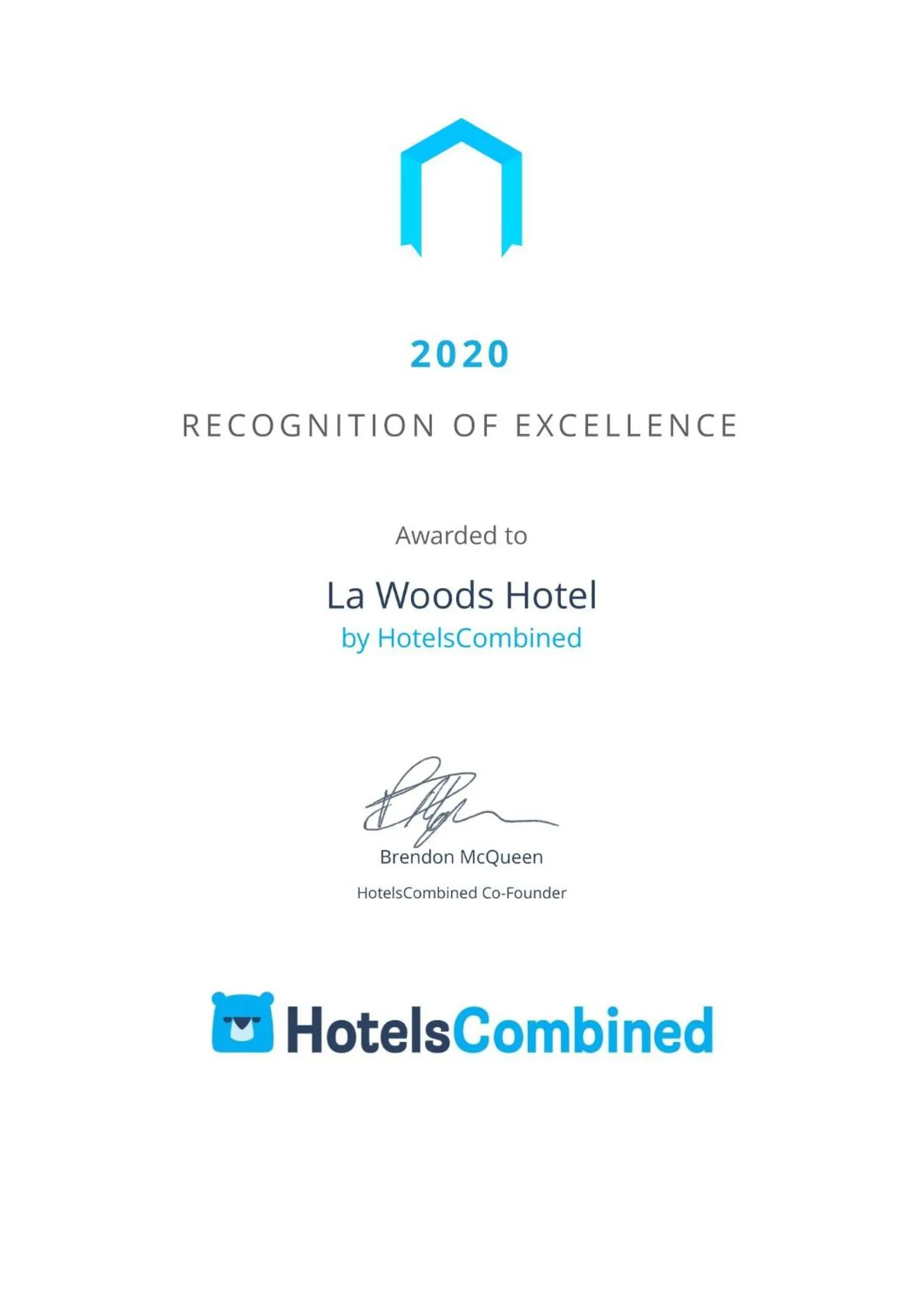 Certificate/Award in La Woods Hotel