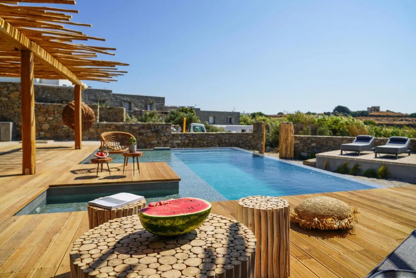 Swimming pool in Ikies of Mykonos