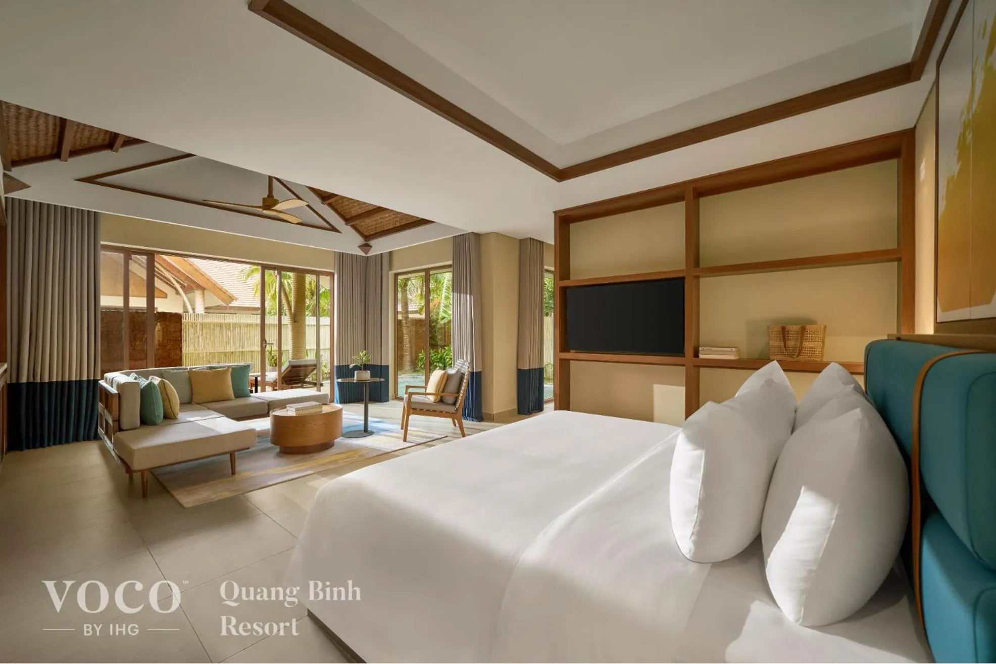 Living room, Bed in voco Quang Binh Resort by IHG