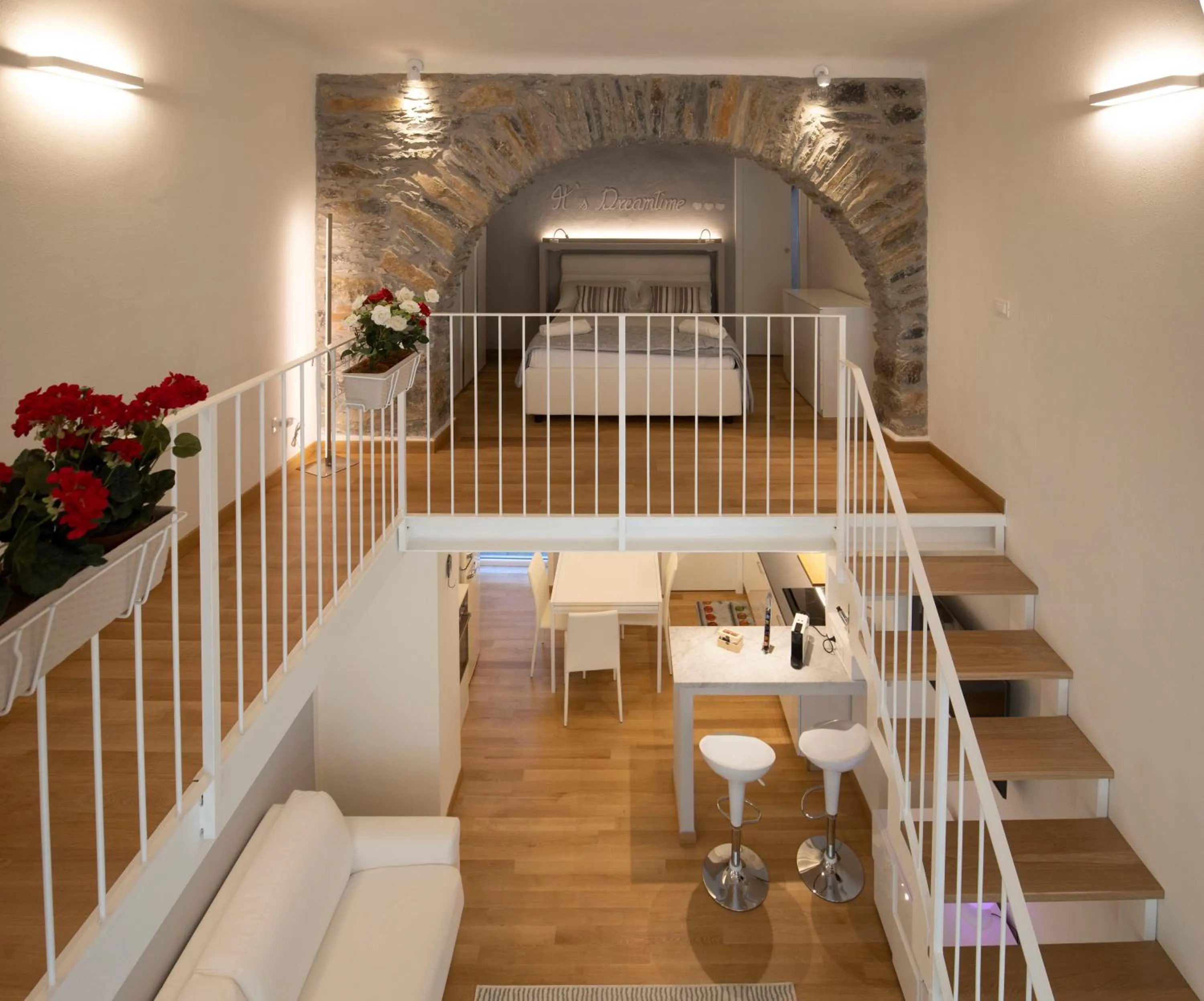 Bedroom in Center Loft Apartment