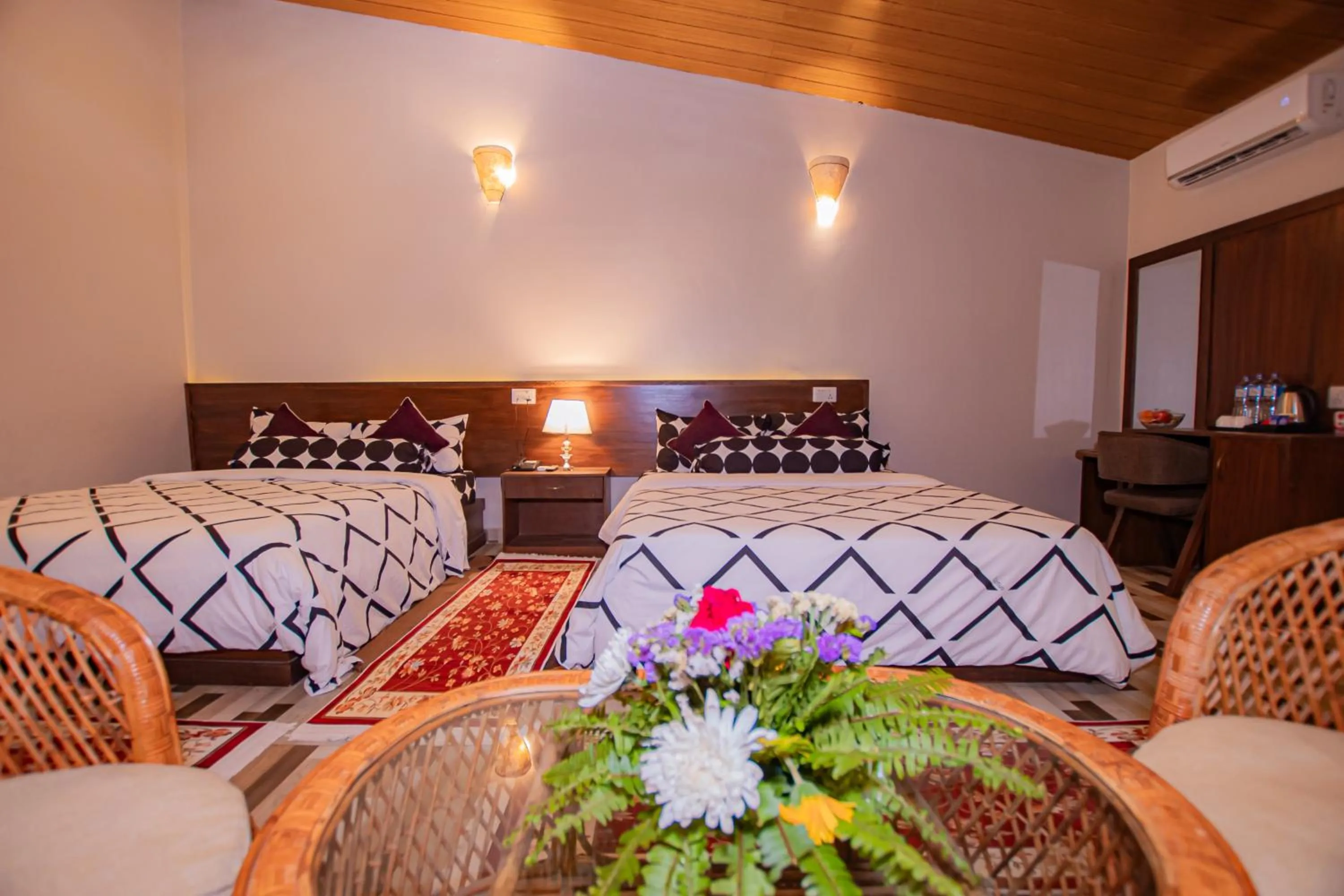 Bed in Busy Bee Resort, Pokhara