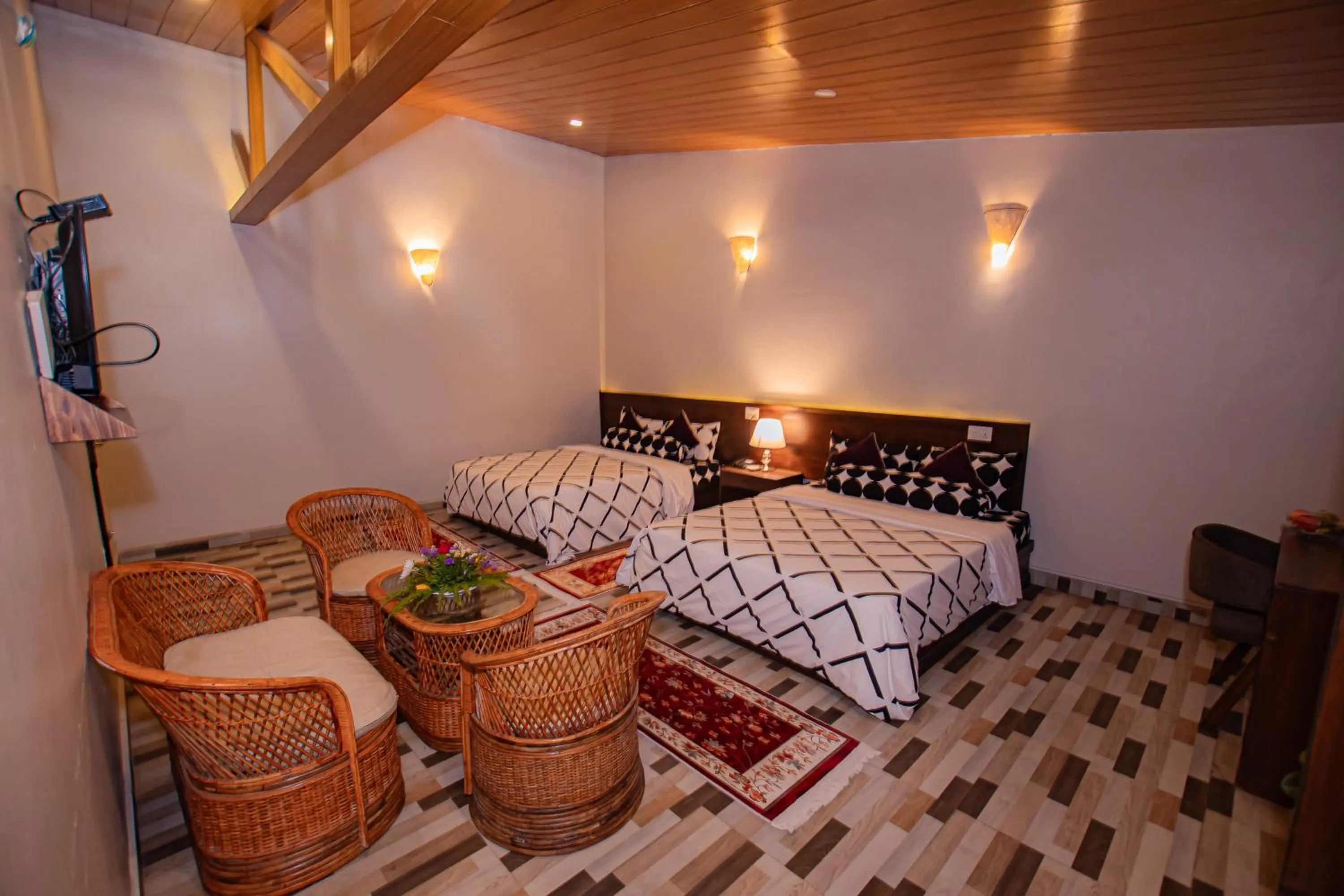 Bed in Busy Bee Resort, Pokhara