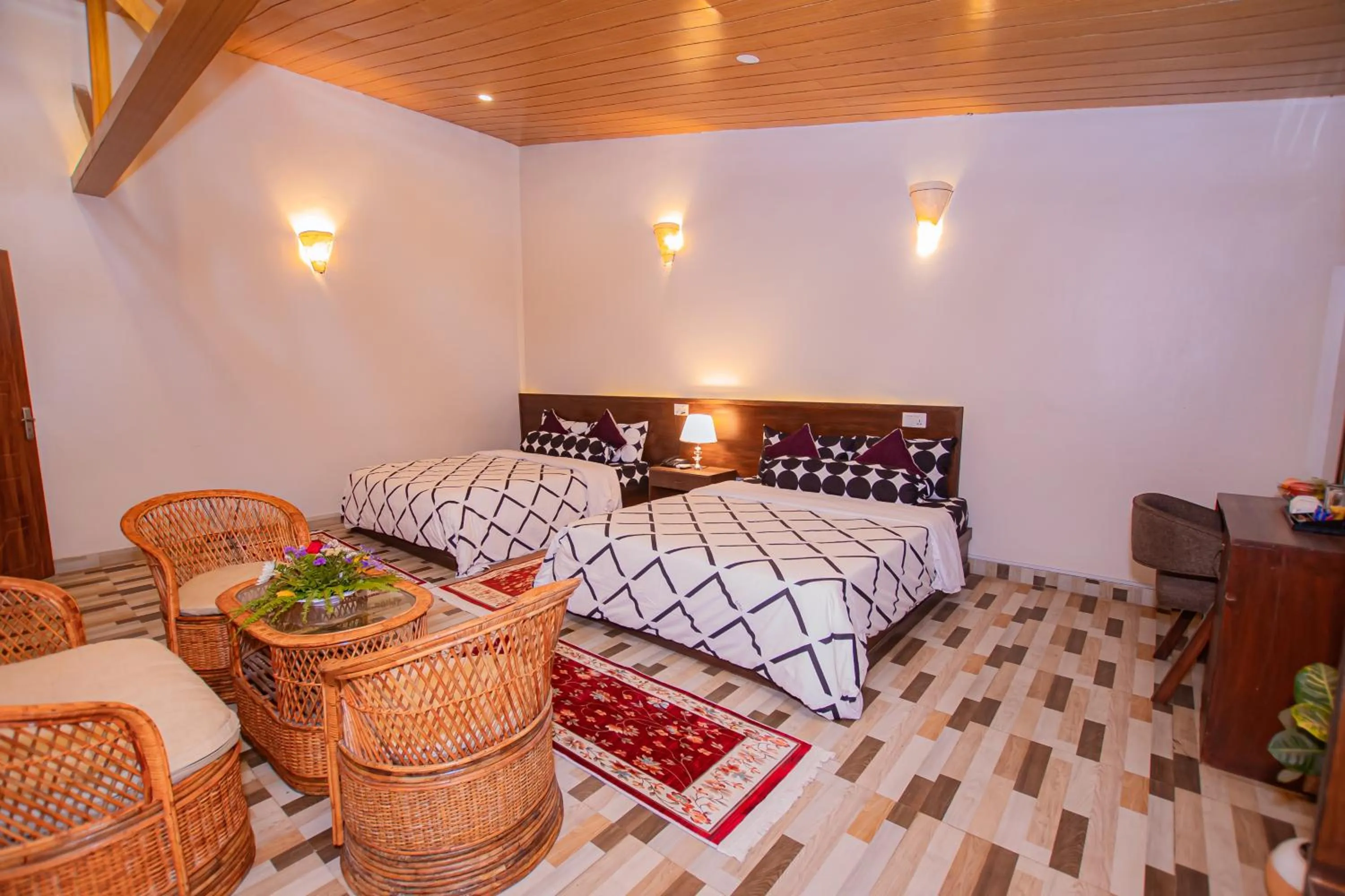 Bed in Busy Bee Resort, Pokhara