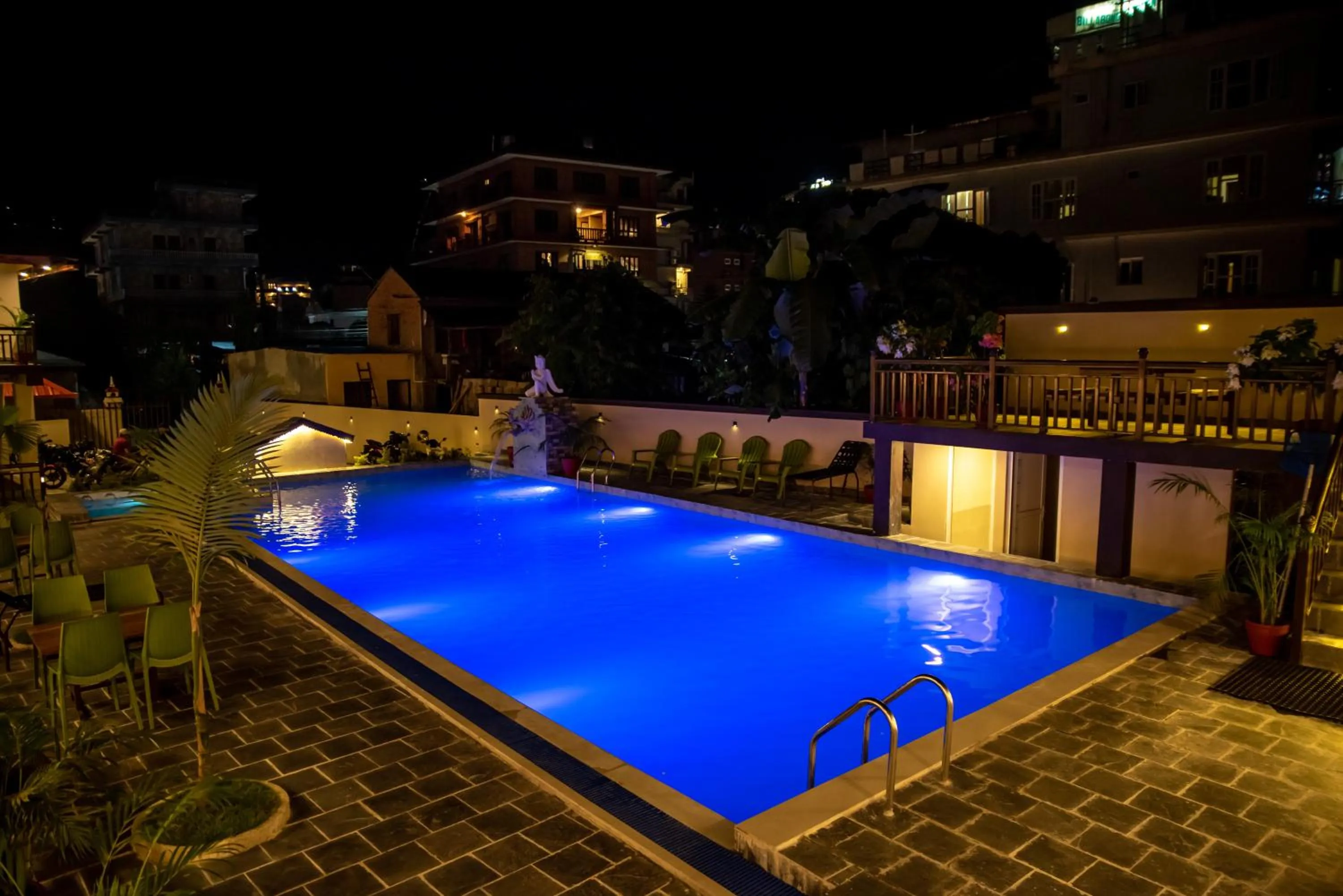 Pool view in Busy Bee Resort, Pokhara