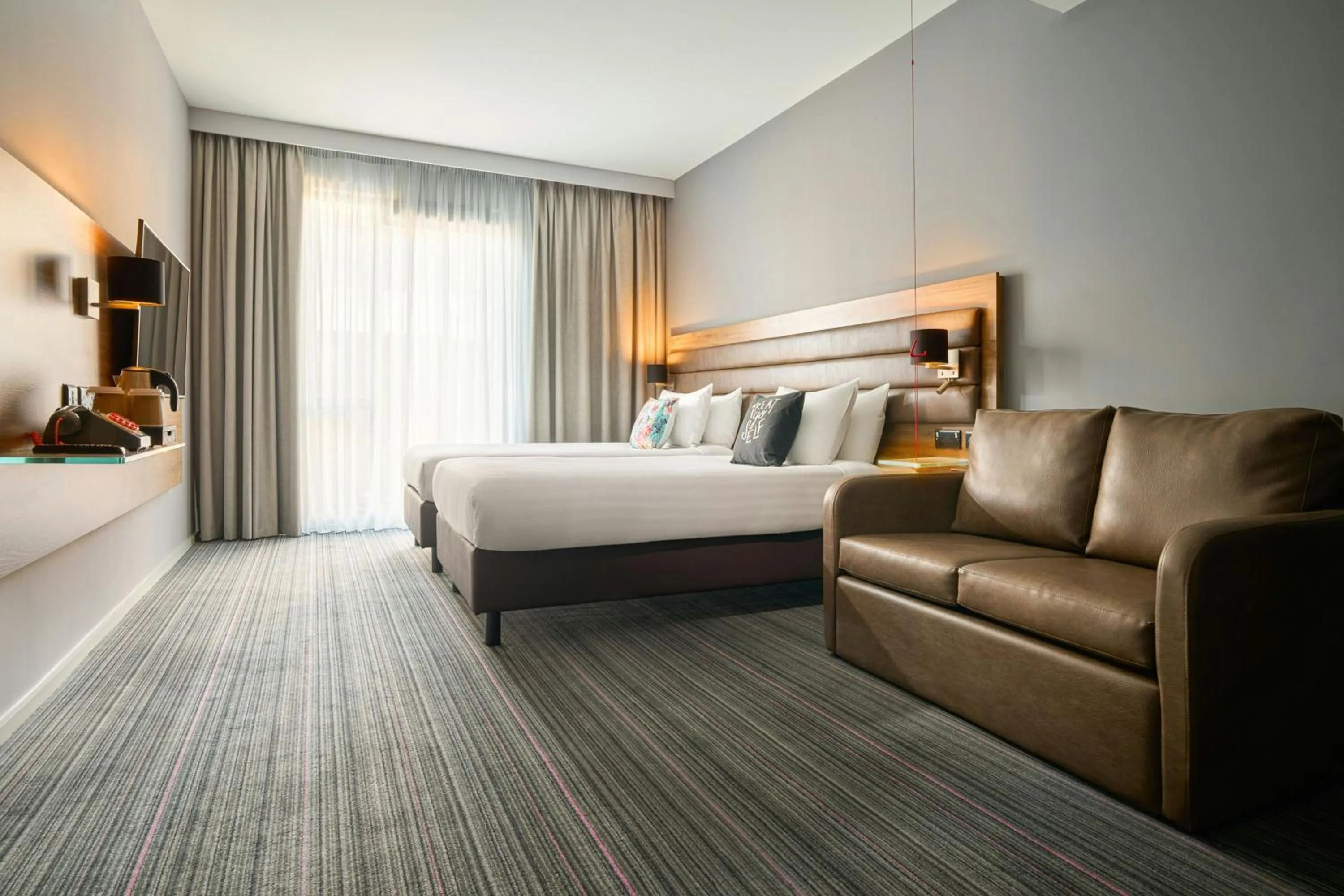 Photo of the whole room, Bed in Moxy Dublin City