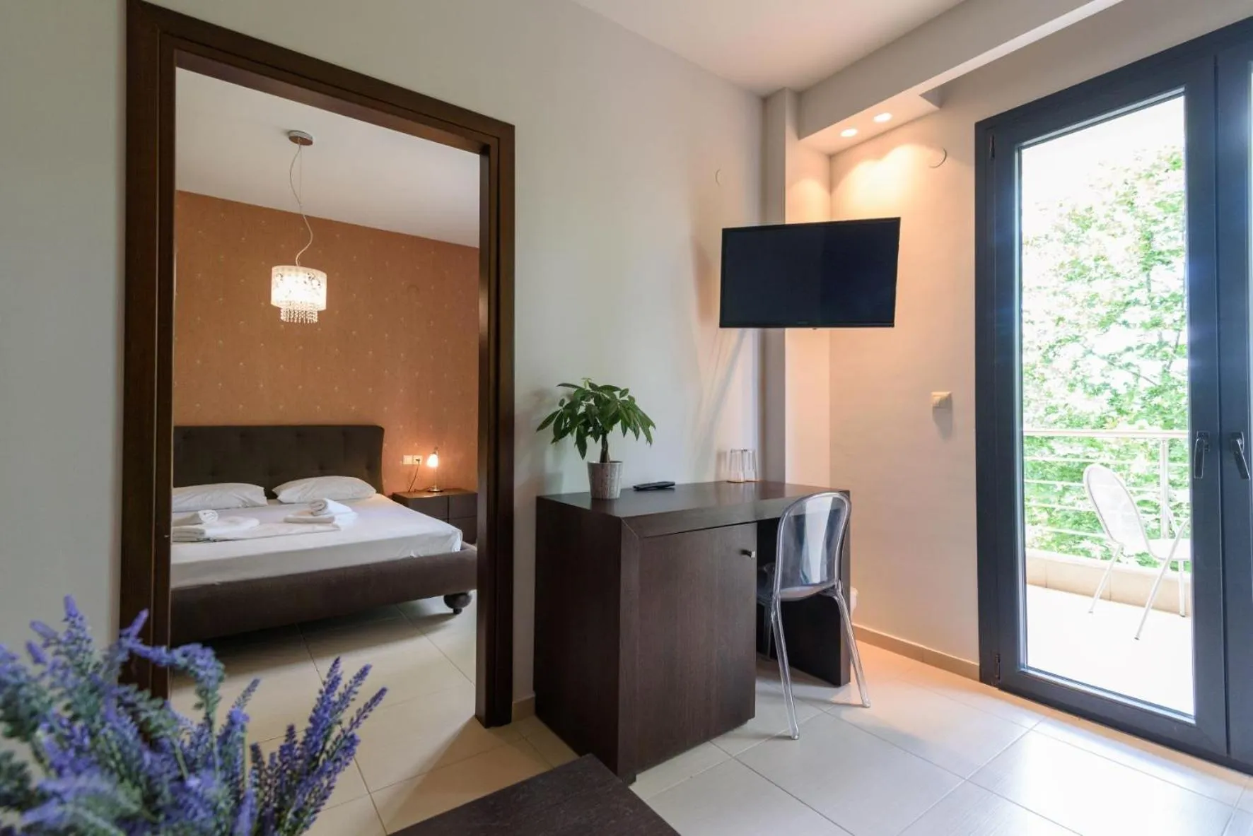 Bed in Hotel Giannoulis