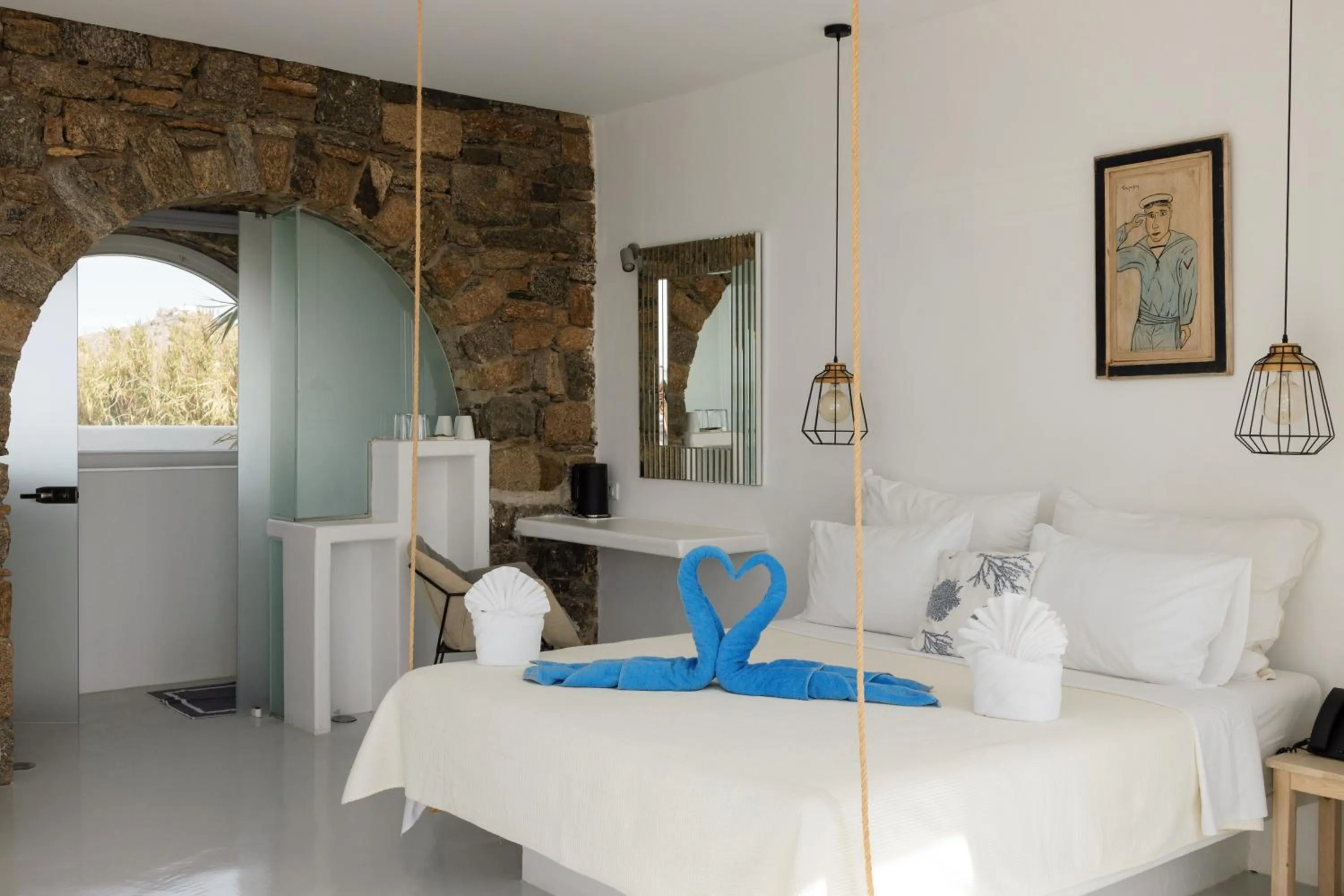 Bedroom, Bed in Mykonos Pantheon