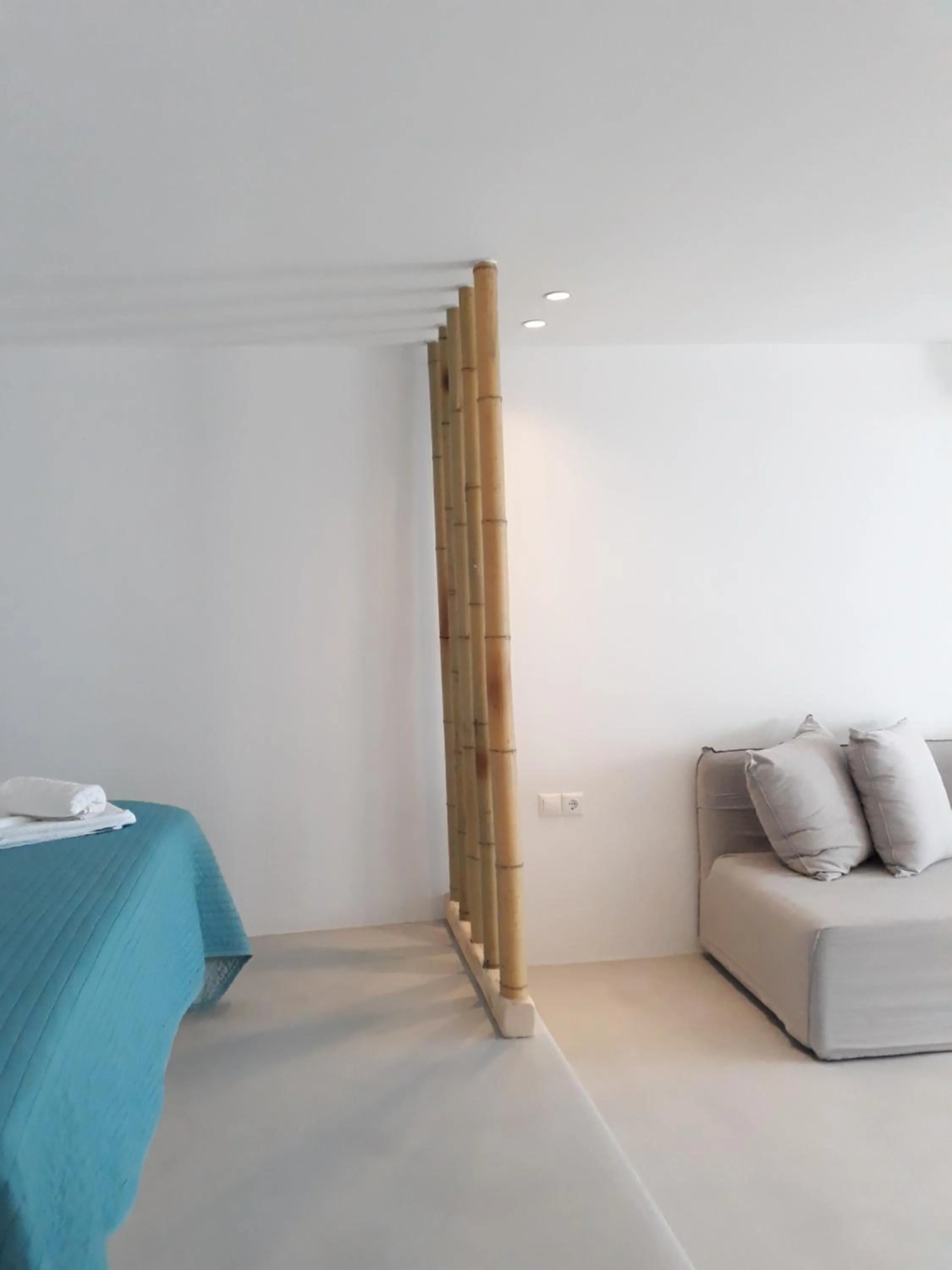 Living room, Bed in Mykonos Pantheon