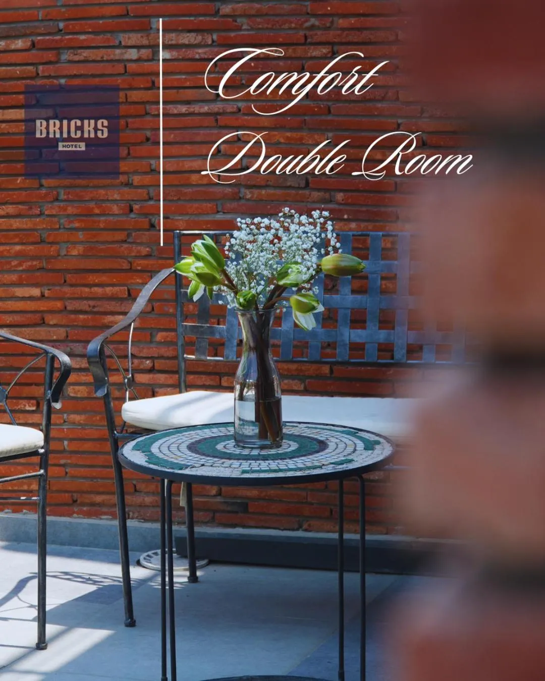 Text overlay in Bricks Hotel Tbilisi