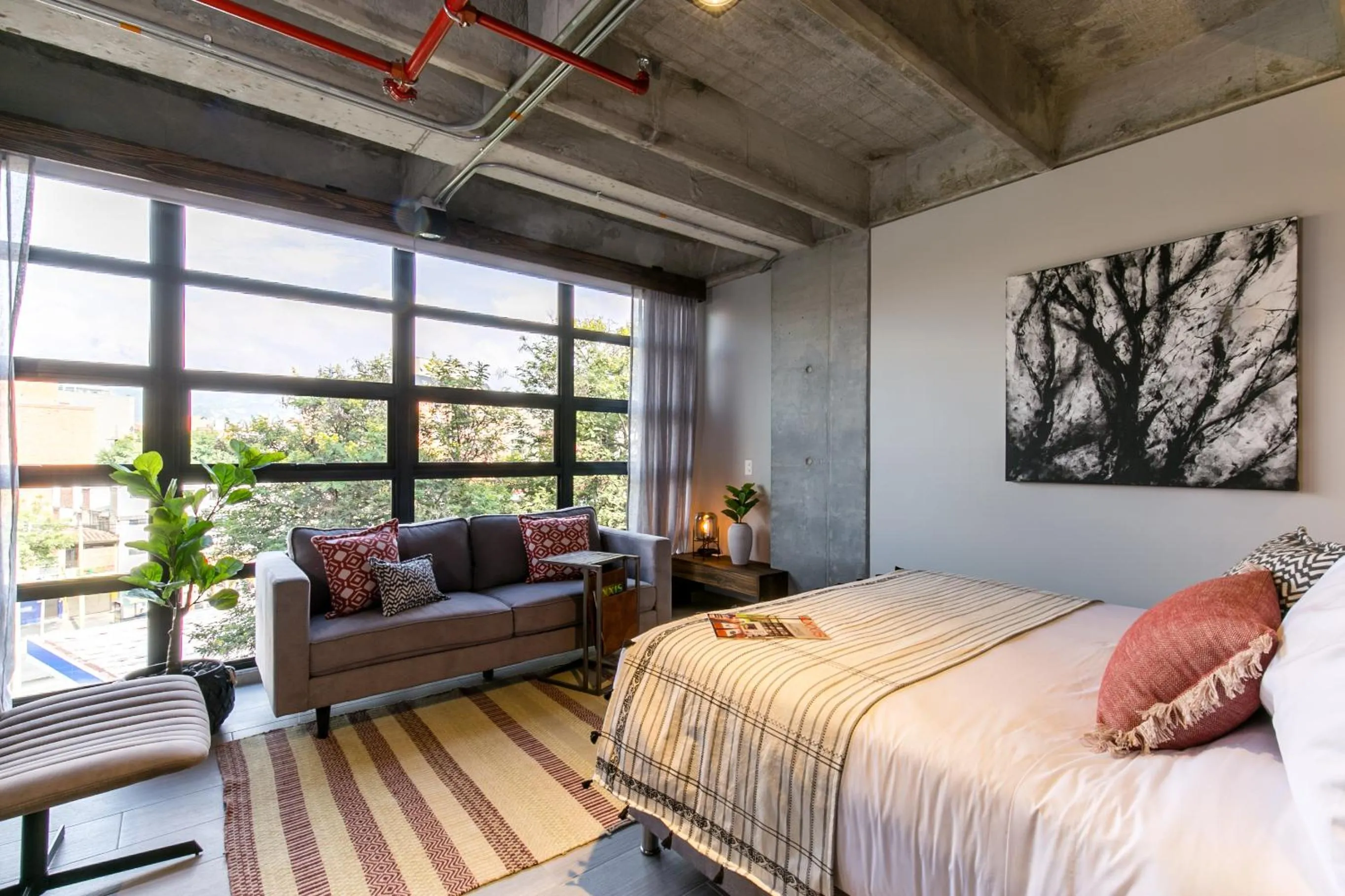 Bed in Factory Lofts Hotel