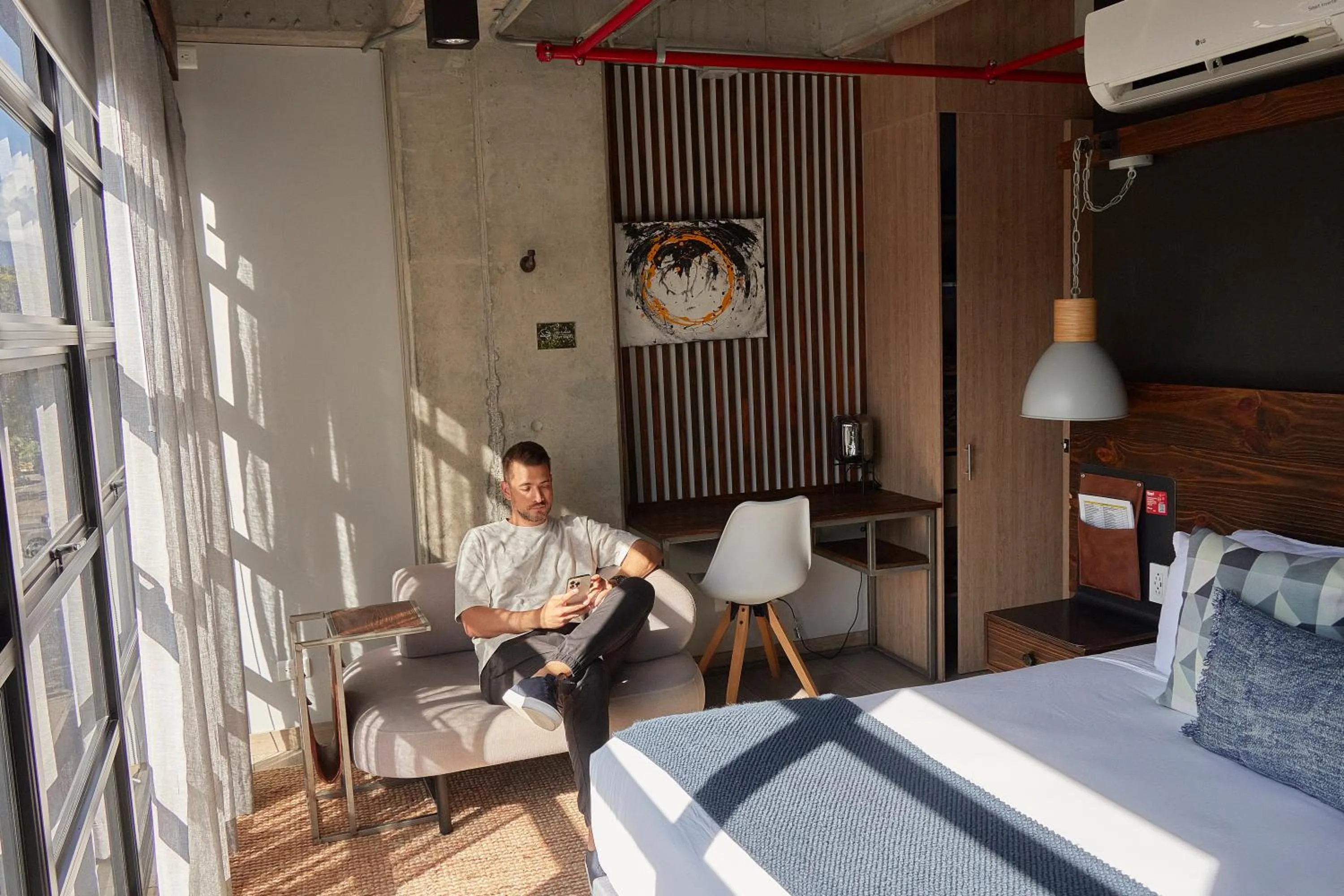 Bed in Factory Lofts Hotel