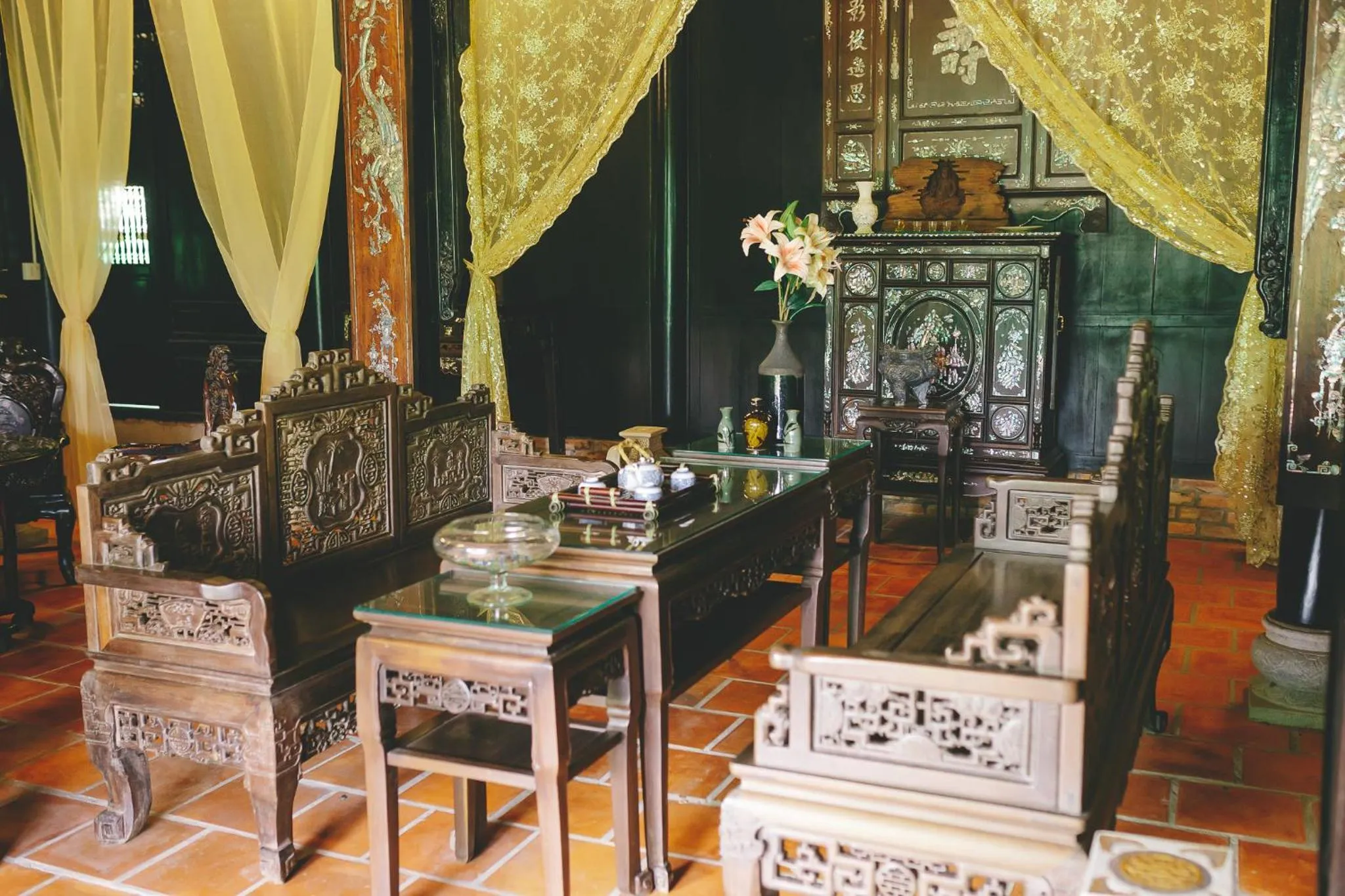 Seating area in CASA ECO Mekong Resort