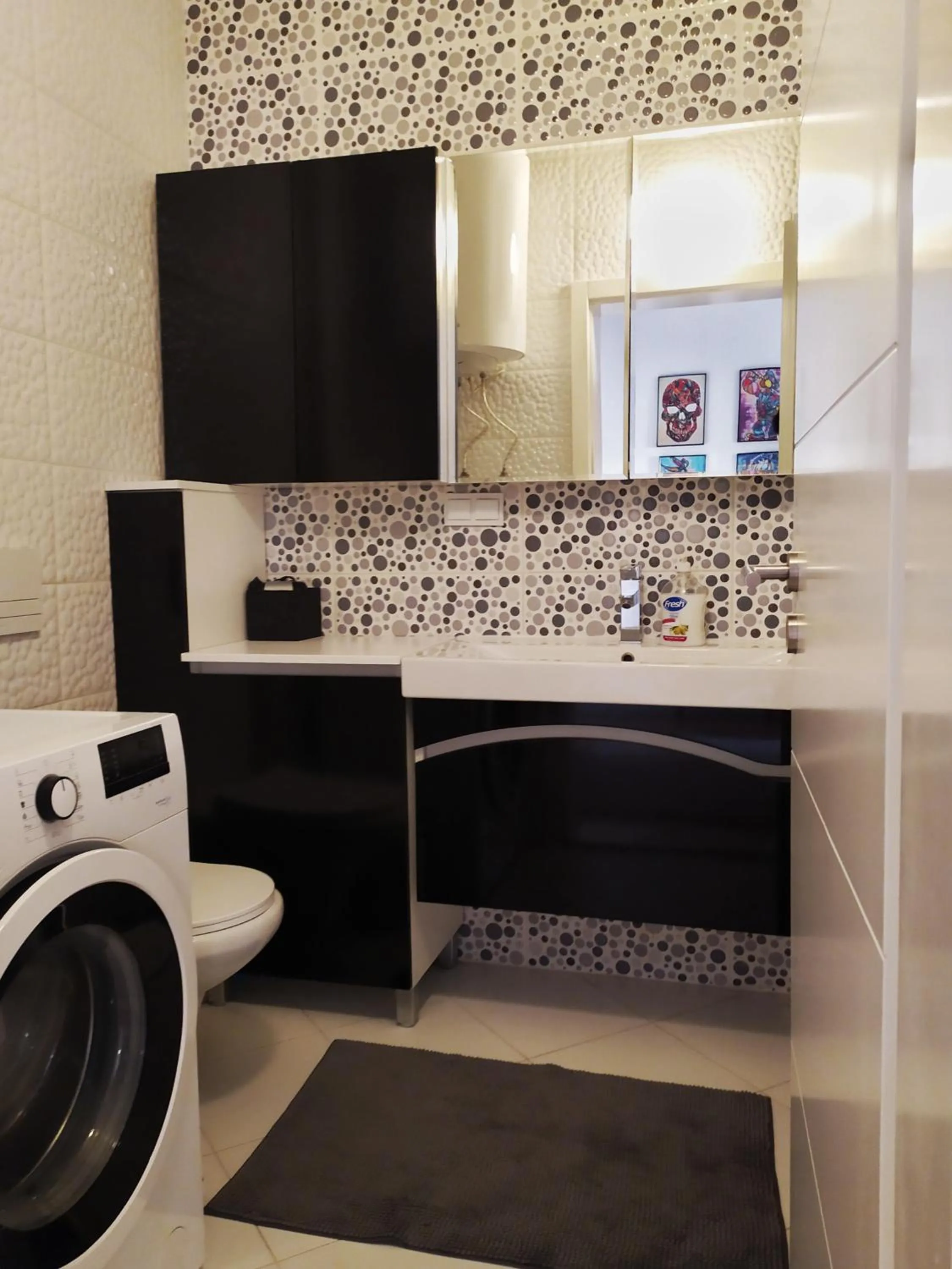 Toilet in Modern apartment with a view feels like home