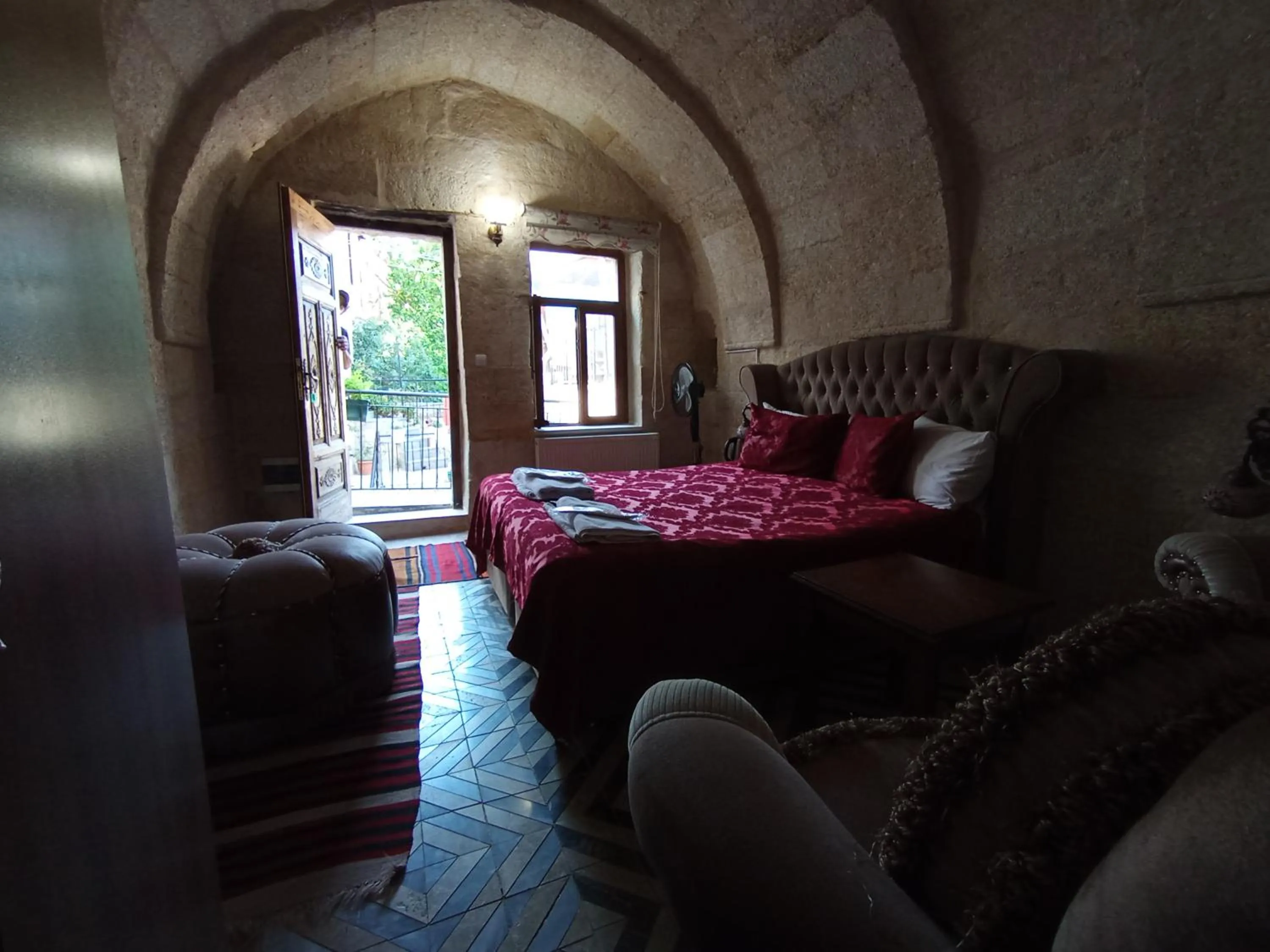 Bed in Sandık cave suites