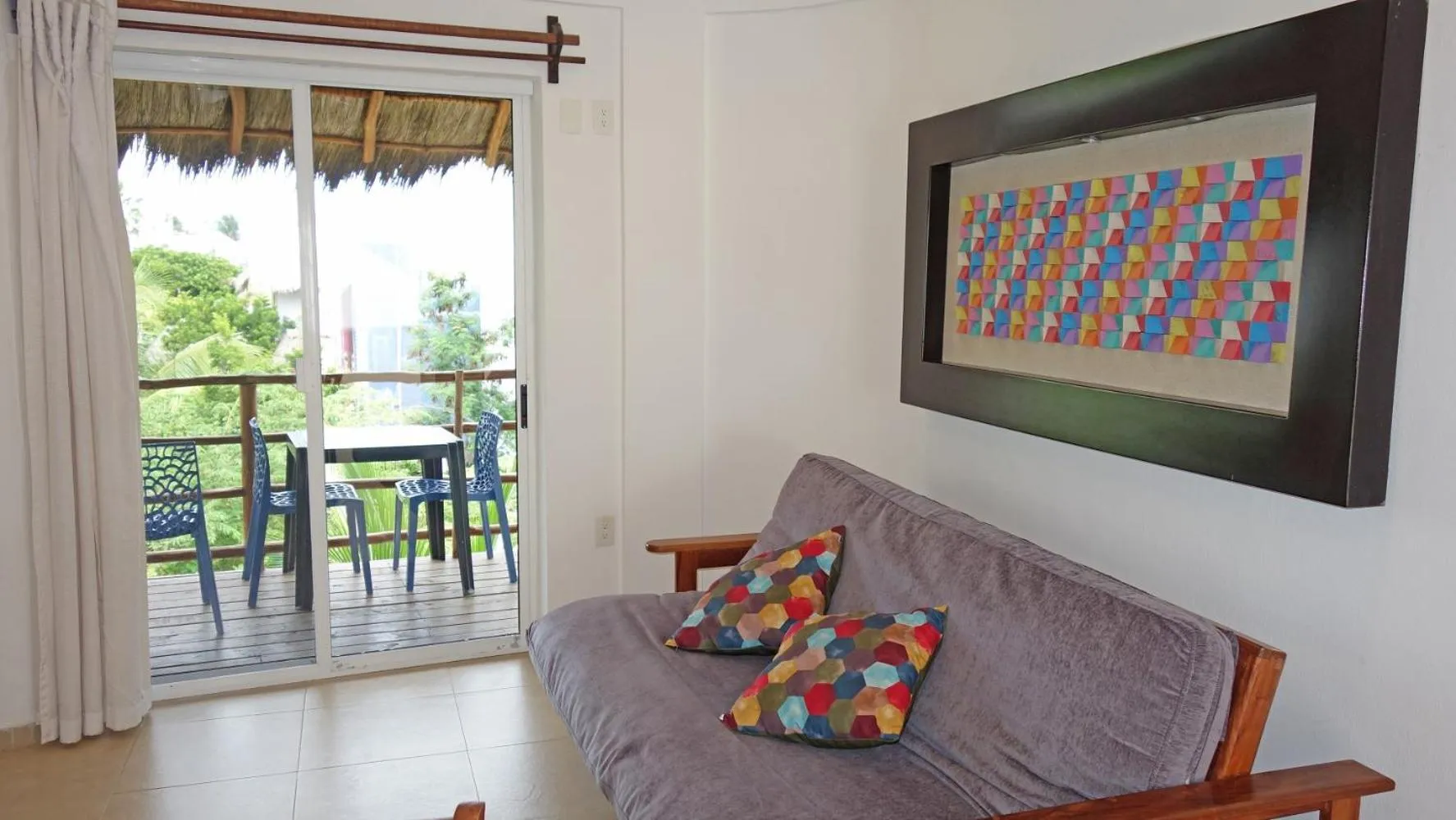 Living room in El Fuerte Beach Apartments