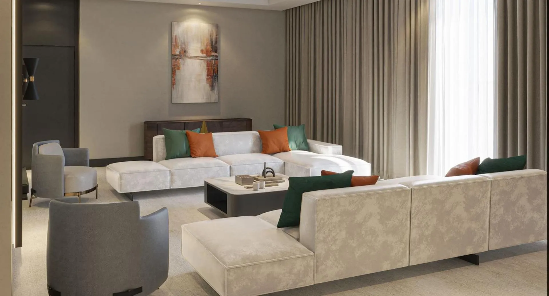 Living room, Bed in Anantara Downtown Dubai