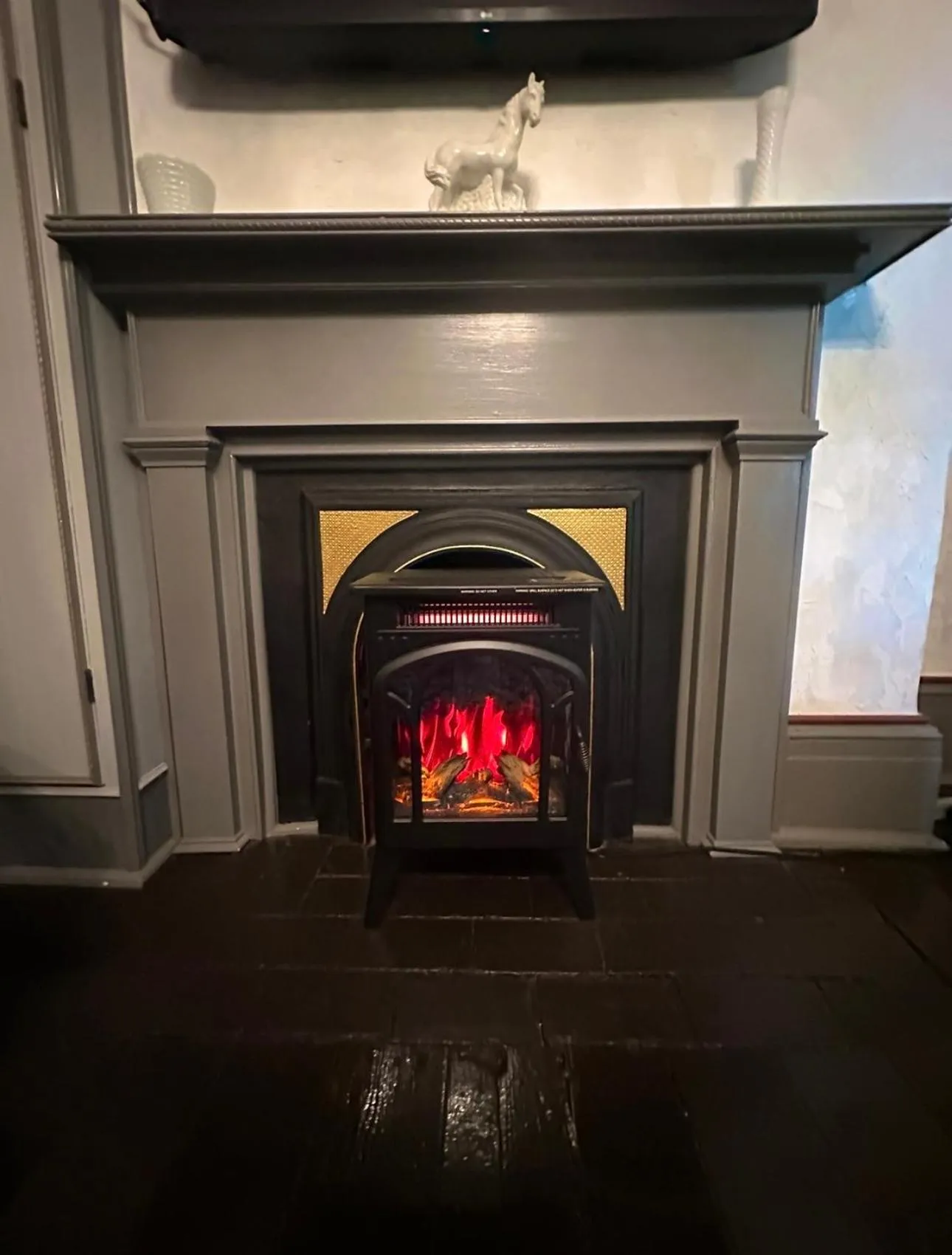 fireplace in Belmont Inn