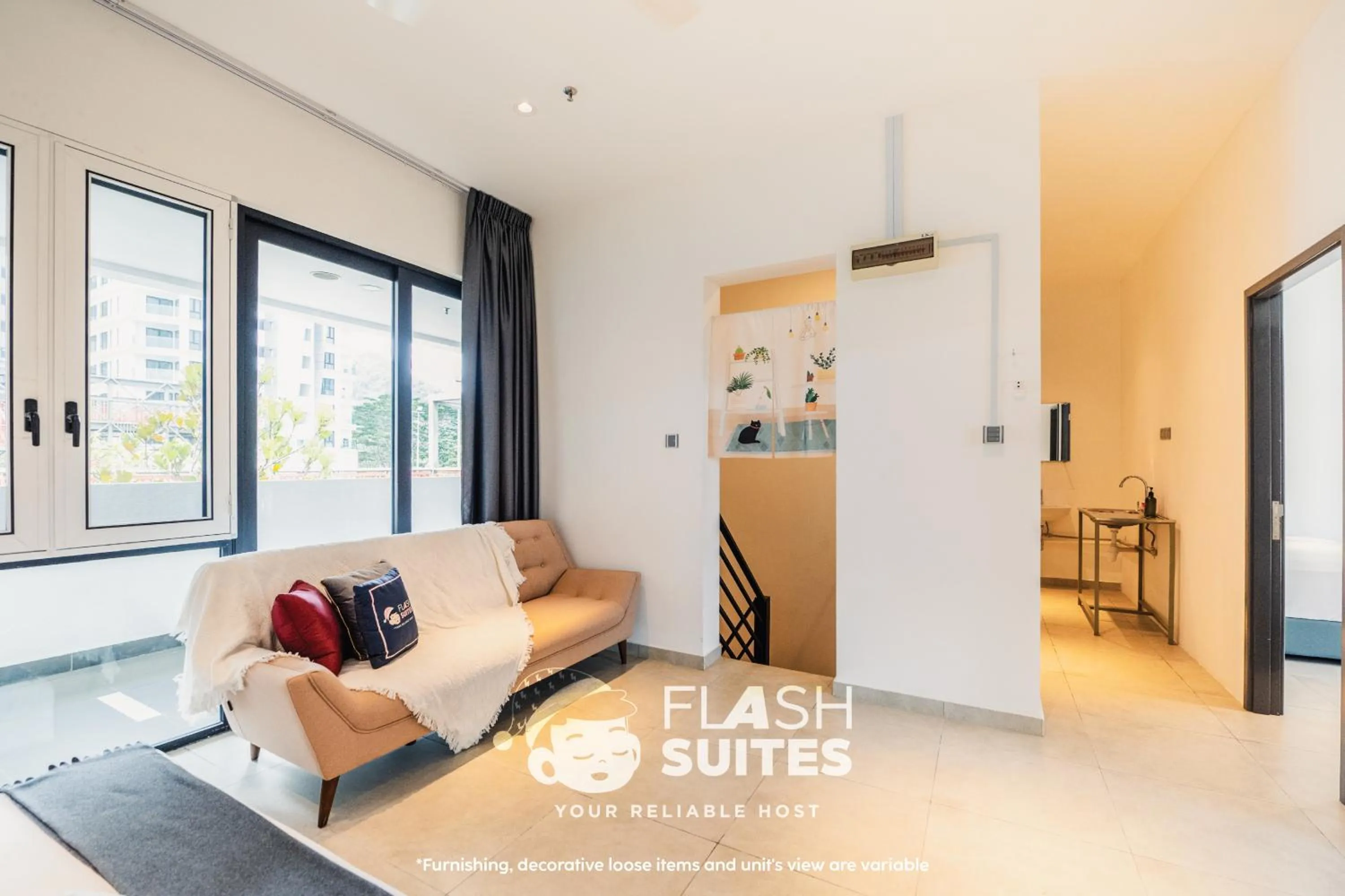 Seating area, Bed in Geo38 Premium Suites at Genting Highlands