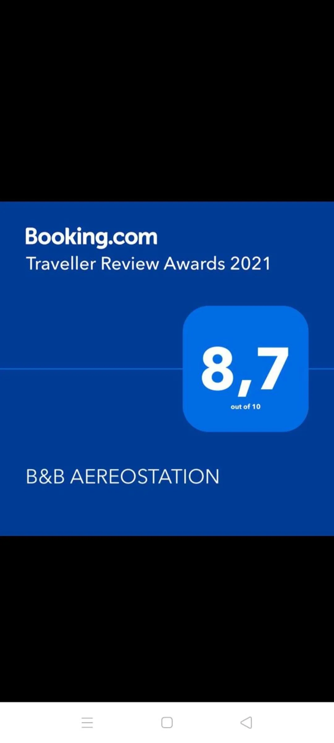 Certificate/Award in B&B AEREOSTATION