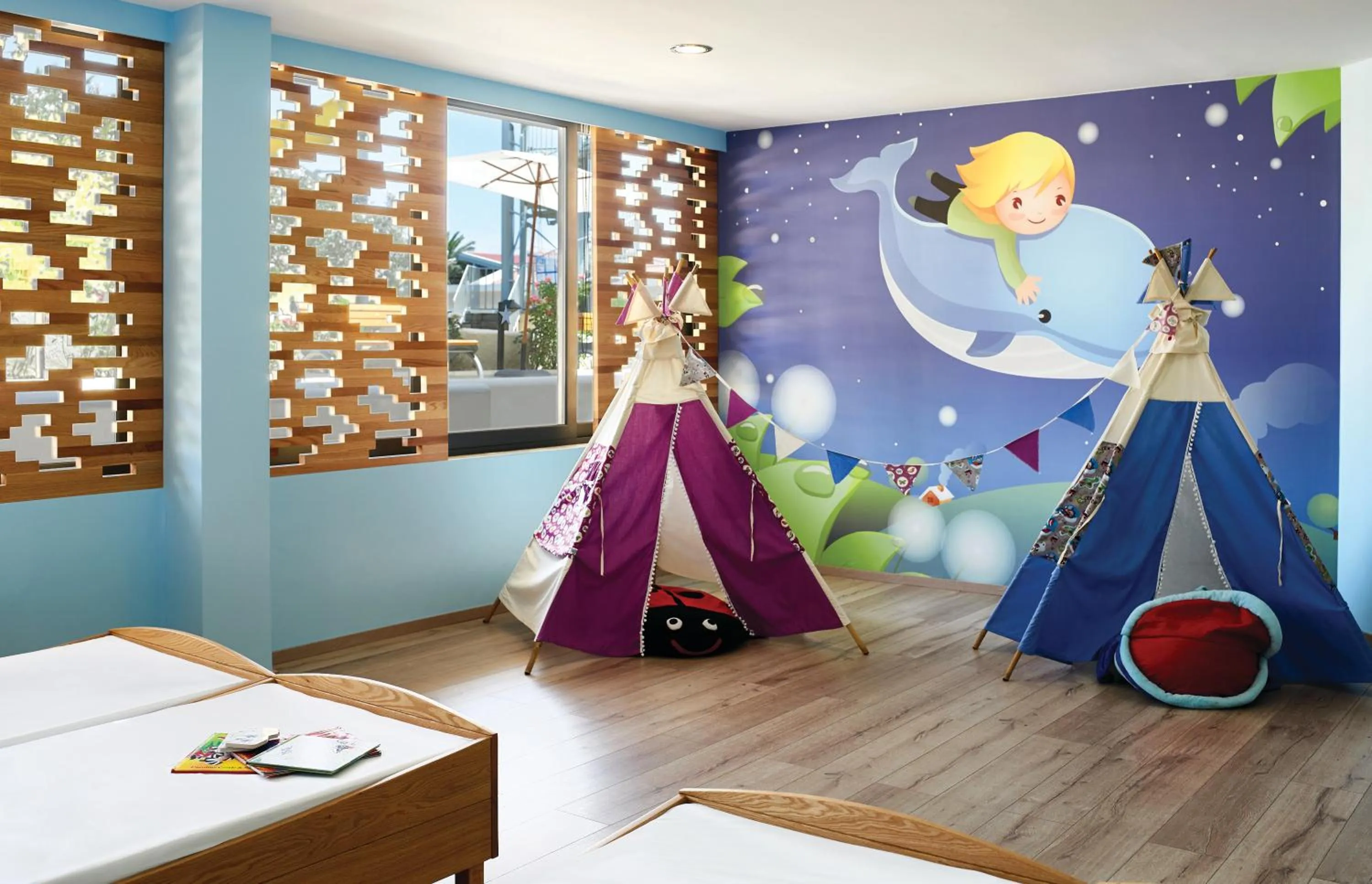 Kids's club, Bed in Roda Beach Resort & Spa