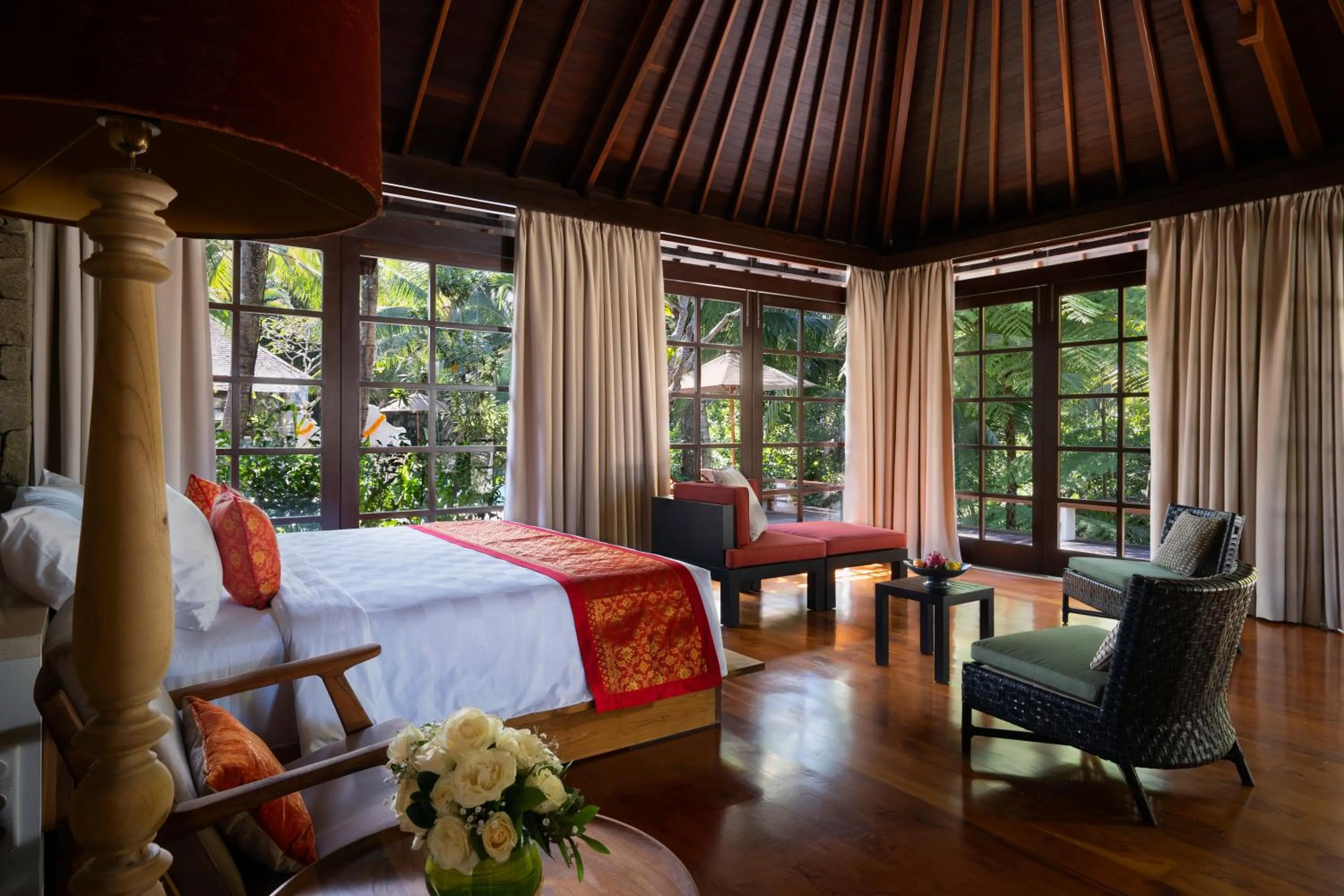 Seating area, Bed in Uma Giri Villas Ubud by GenuineHost