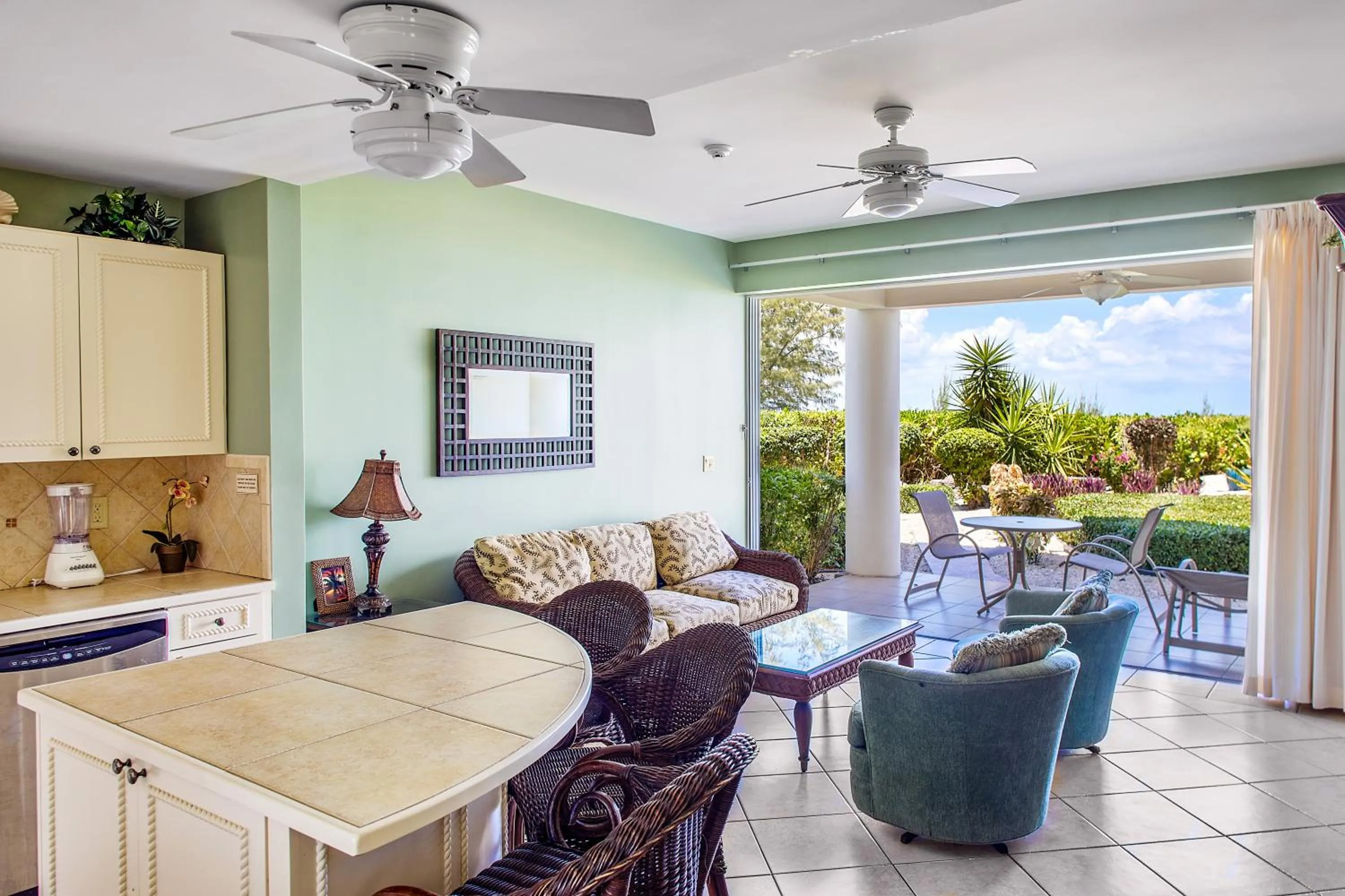 Living room in Coral Gardens on Grace Bay