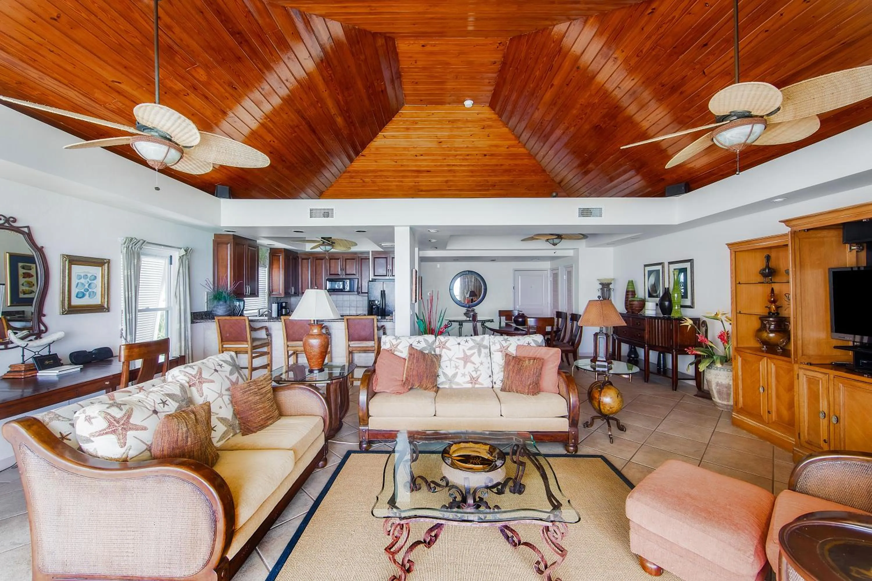 Living room in Coral Gardens on Grace Bay