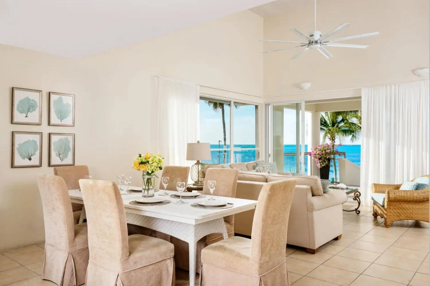 Living room in Coral Gardens on Grace Bay