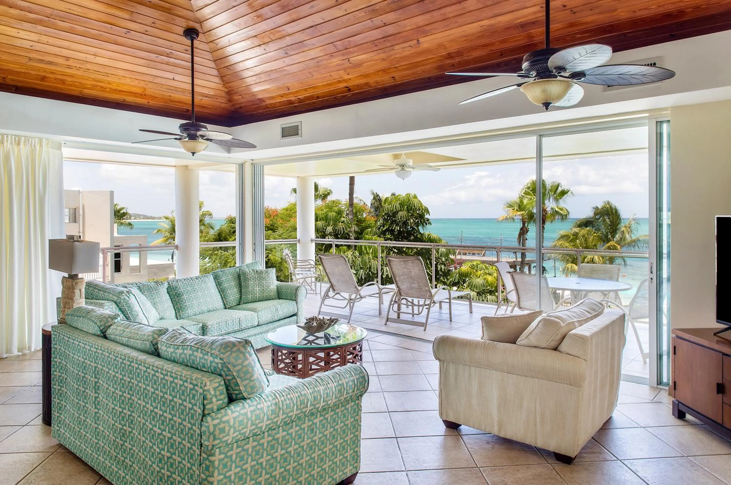 Living room in Coral Gardens on Grace Bay