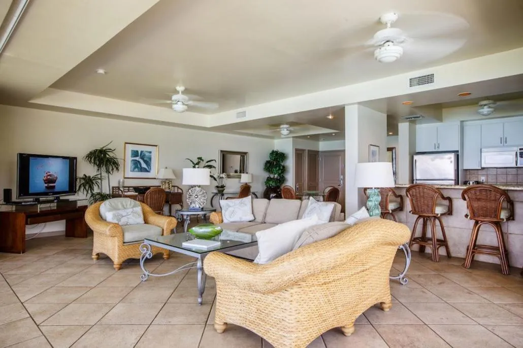 Living room in Coral Gardens on Grace Bay