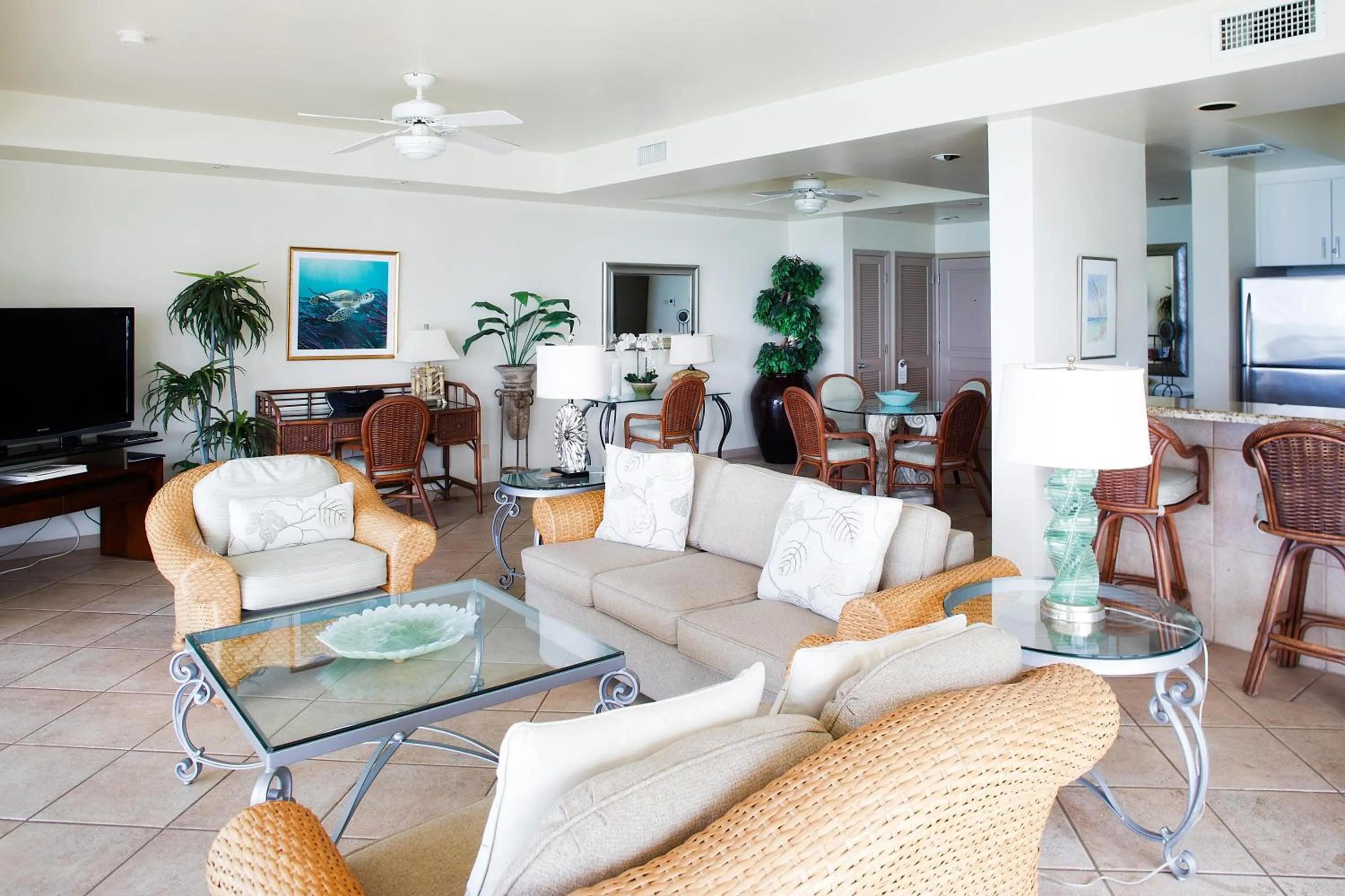 Living room in Coral Gardens on Grace Bay