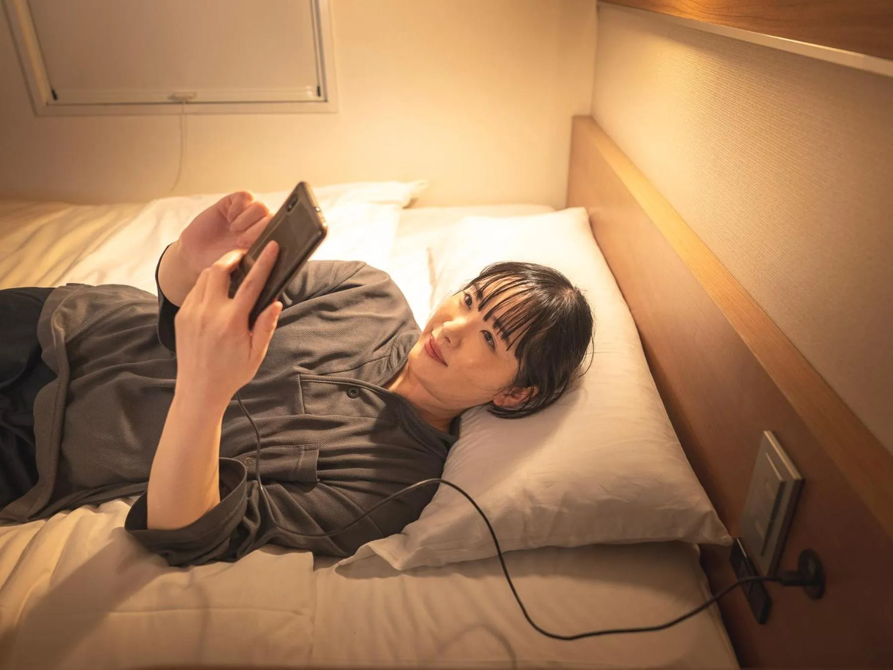 People, Bed in Super Hotel Premier Shimonoseki