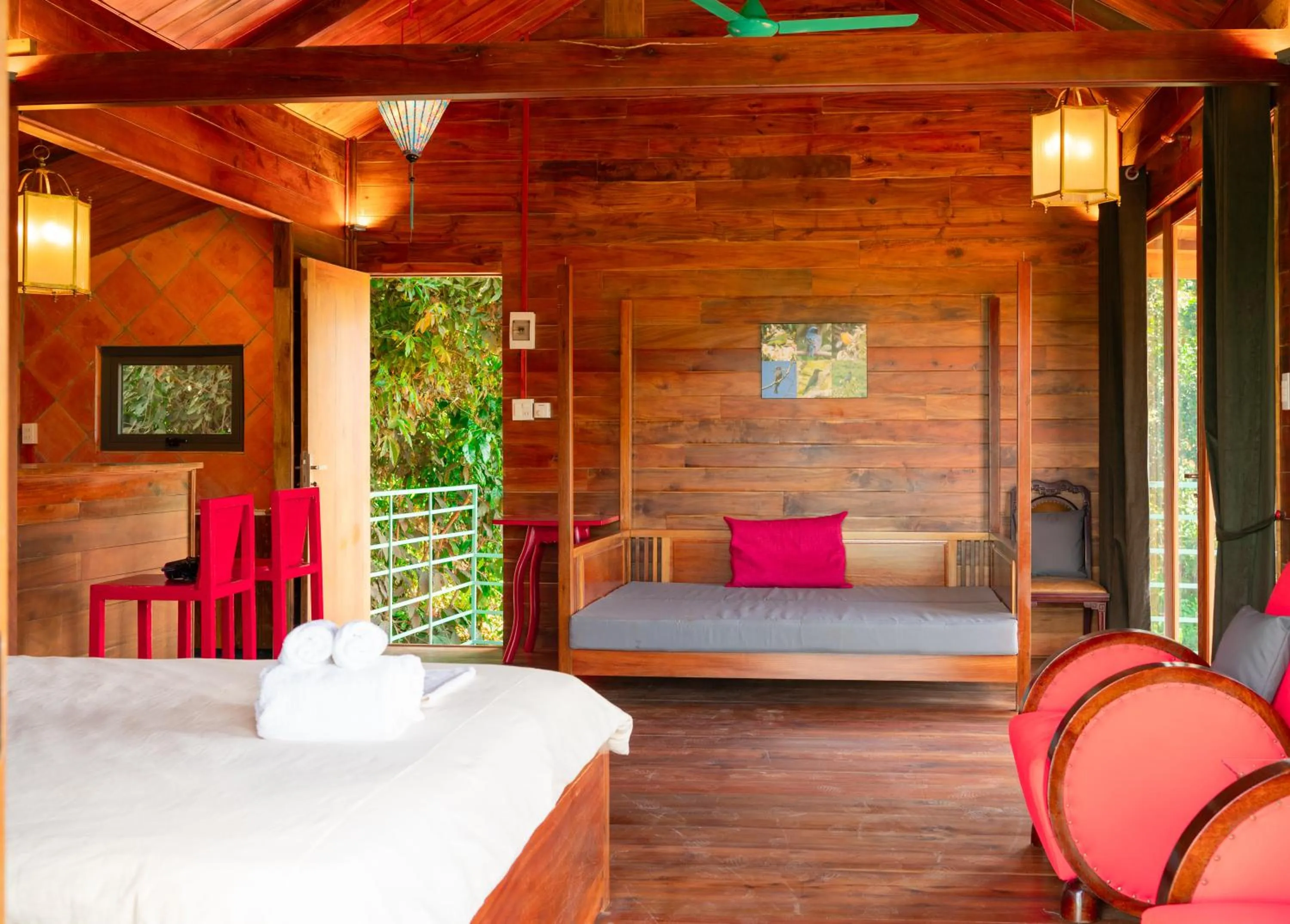 Seating area, Bed in Ivory Falls Villa