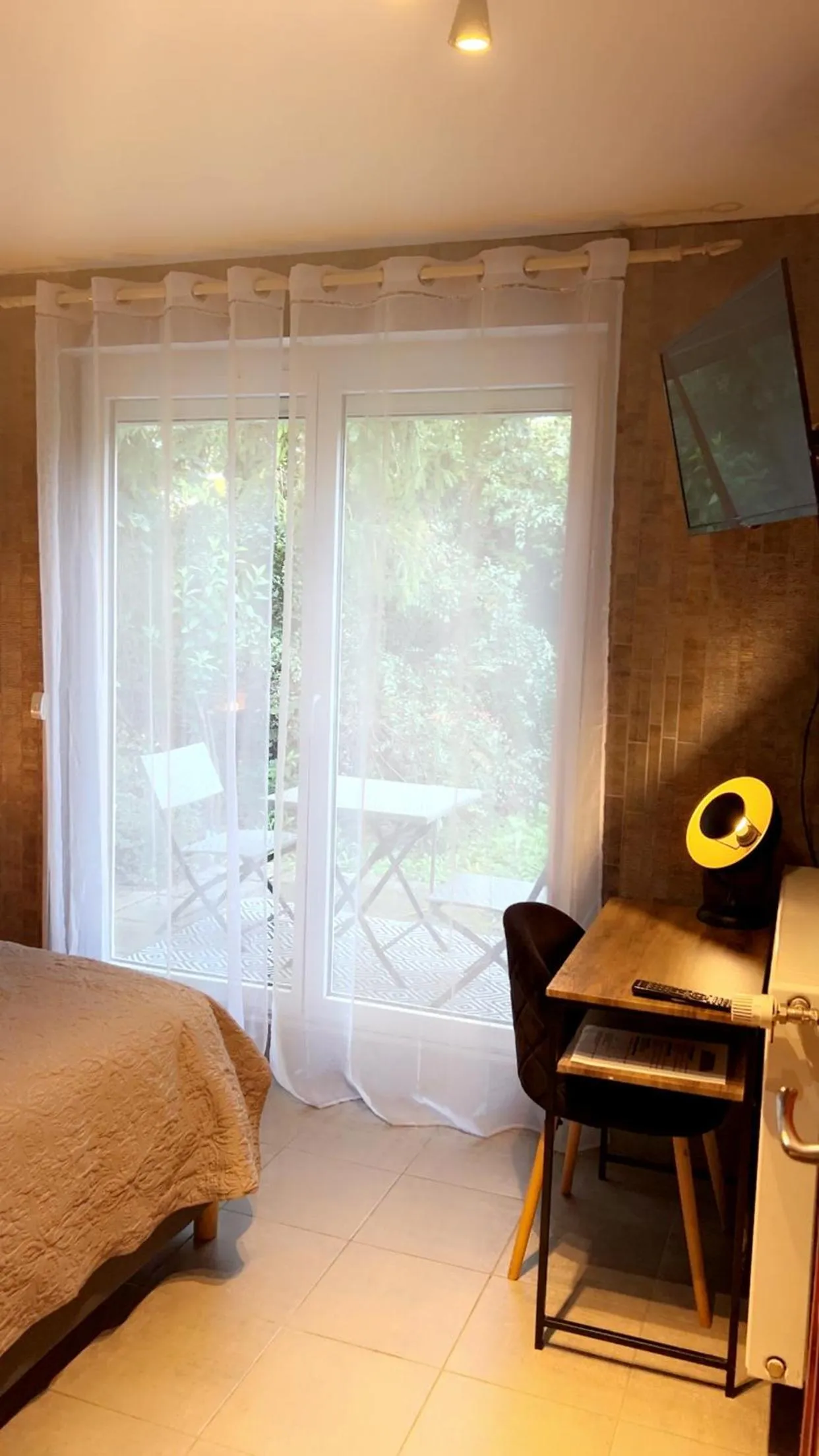 Patio, Bed in Domaine de la Borde