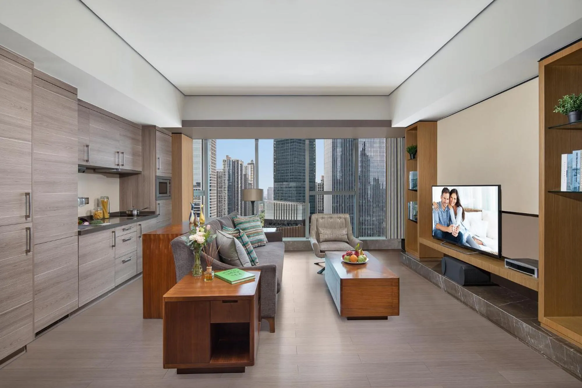 Living room in Ascott IFC Guangzhou - Free Shuttle Bus For Canton Fair