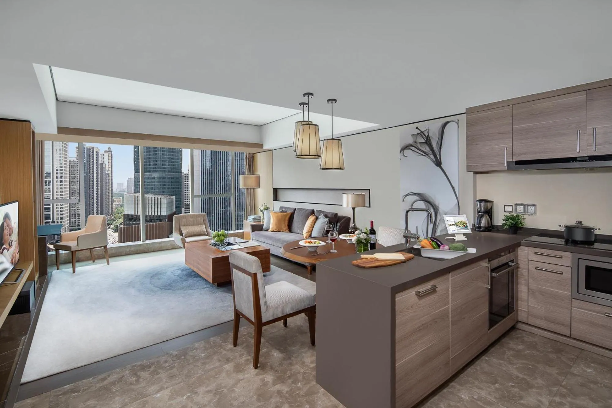 Living room in Ascott IFC Guangzhou - Free Shuttle Bus For Canton Fair