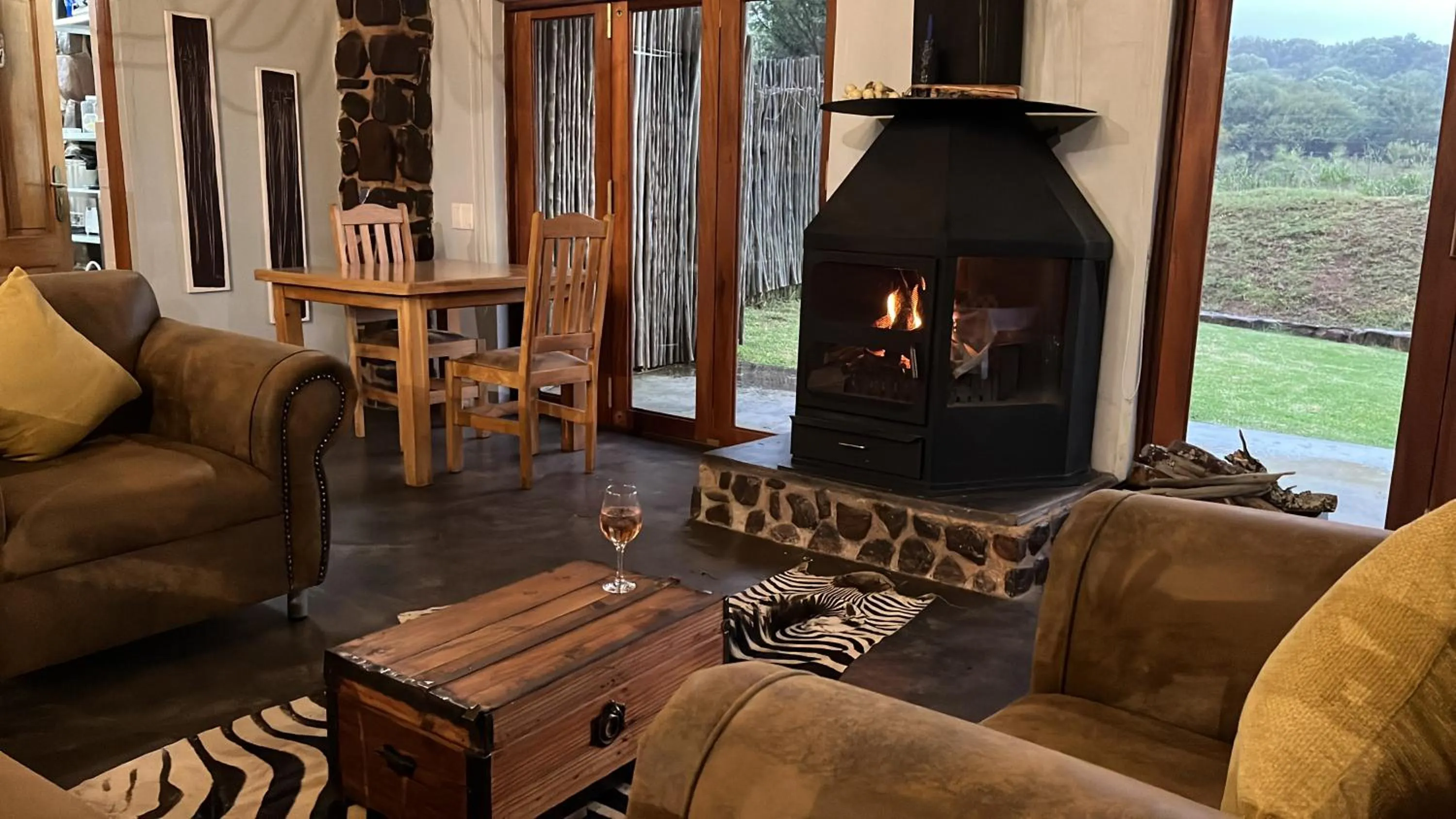 fireplace in Tidimalo Lodge