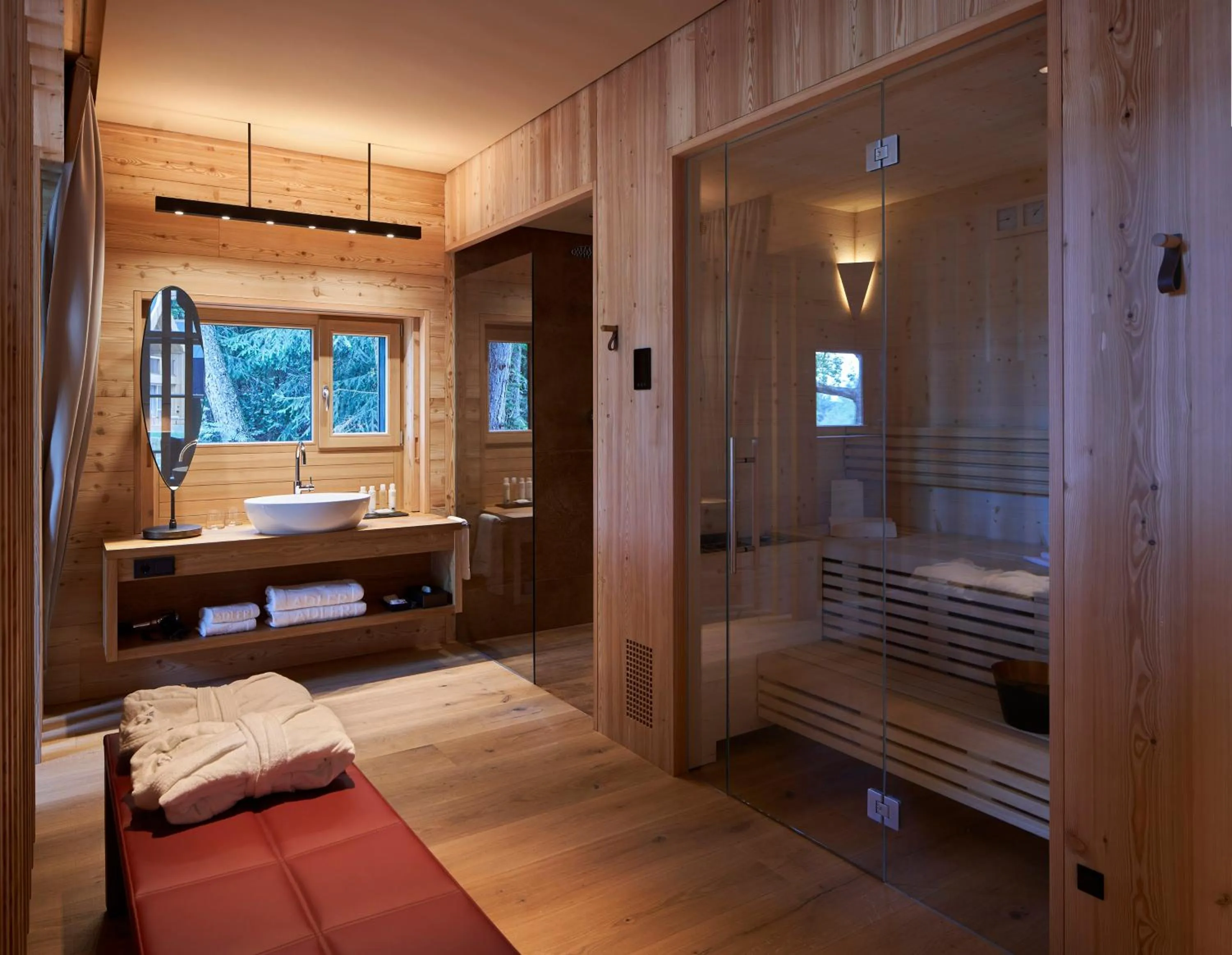Bathroom, Bed in ADLER Lodge RITTEN