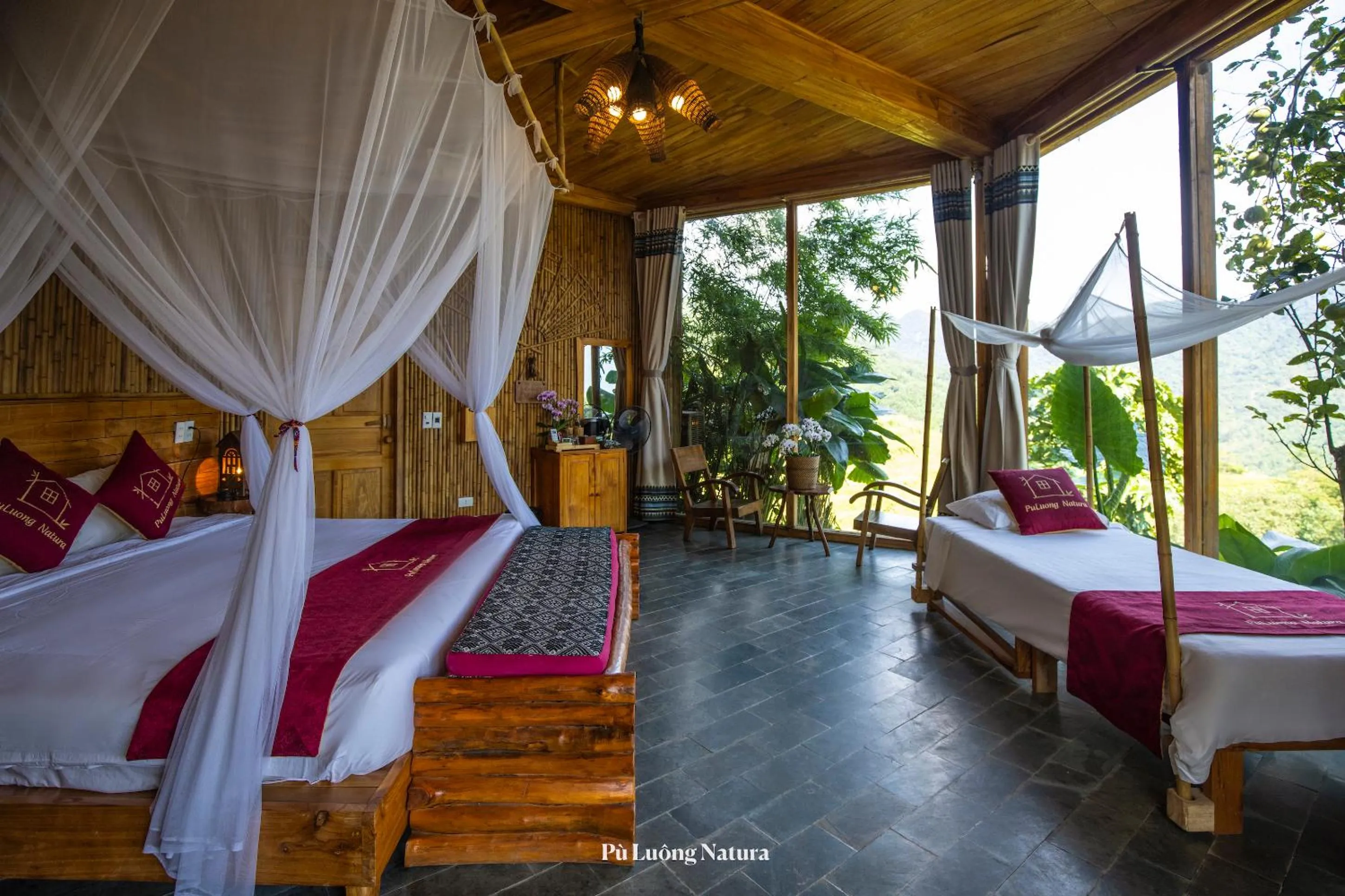 Bedroom, Bed in Pu Luong Natura