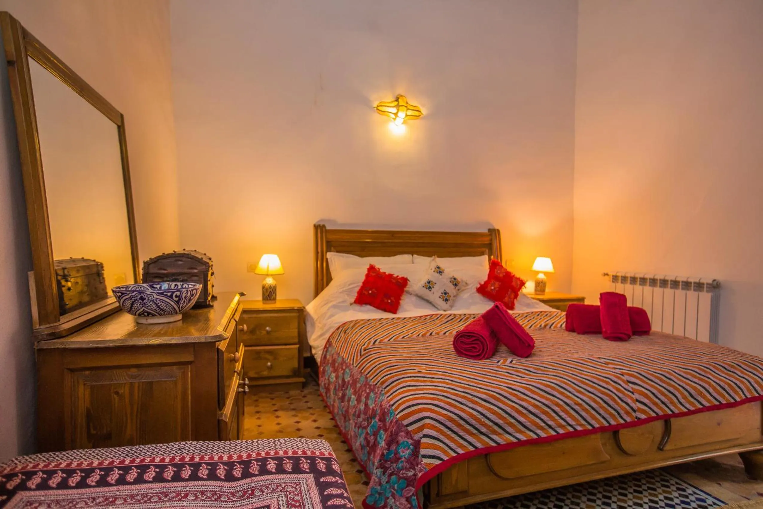 Bed in Riad Zina Fes - Elegance in the Heart of Fes