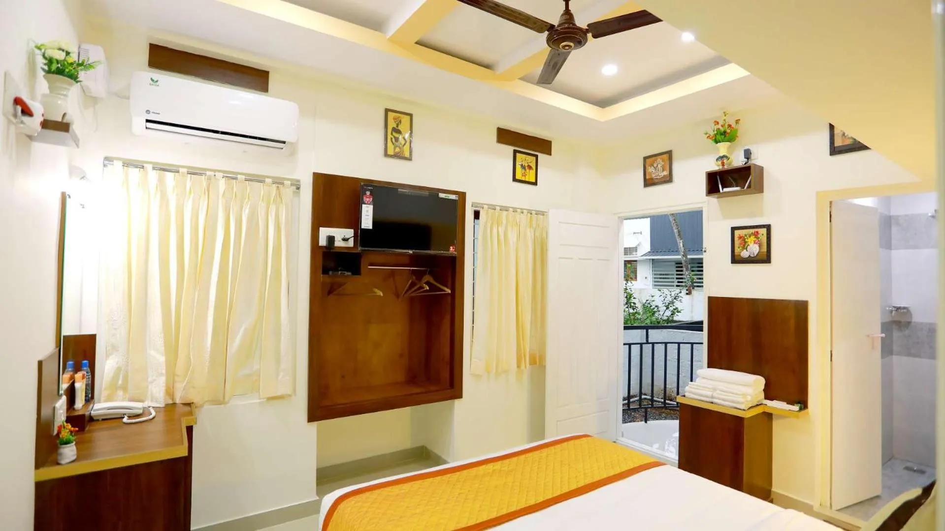 Decorative detail, Bed in Base9 Cochin Airport Hotel