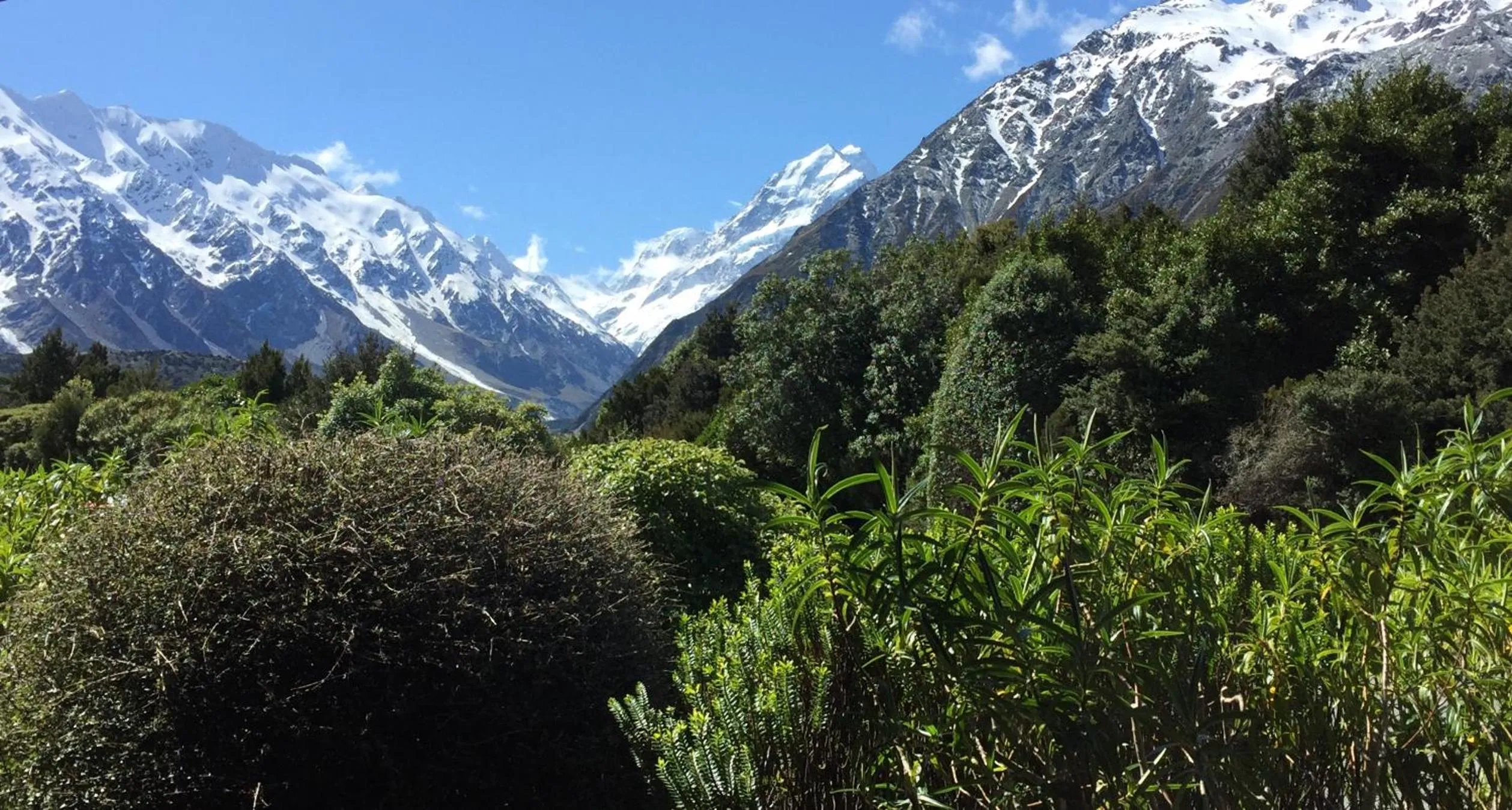 Mountain view in Aoraki Mount Cook Alpine Lodge