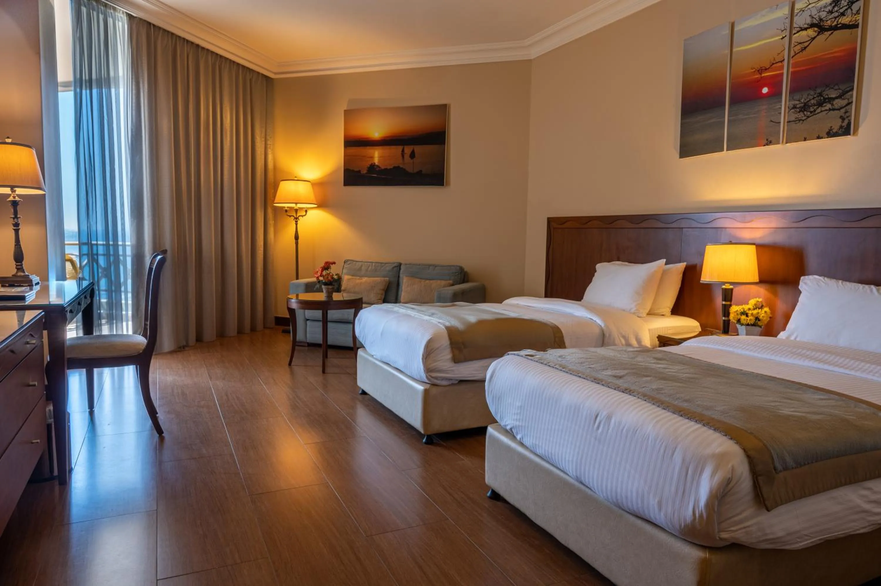 Bed in Jiyeh Marina Resort Hotel & Chalets