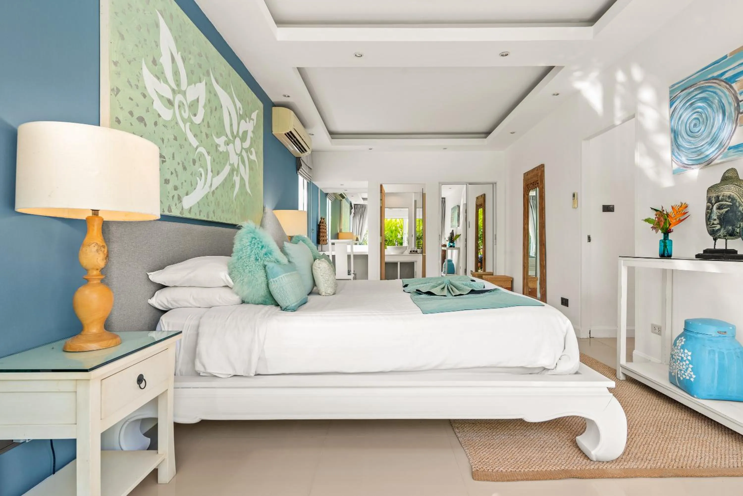 Bed in Beachfront Villa Baan Rim Haad 3BR
