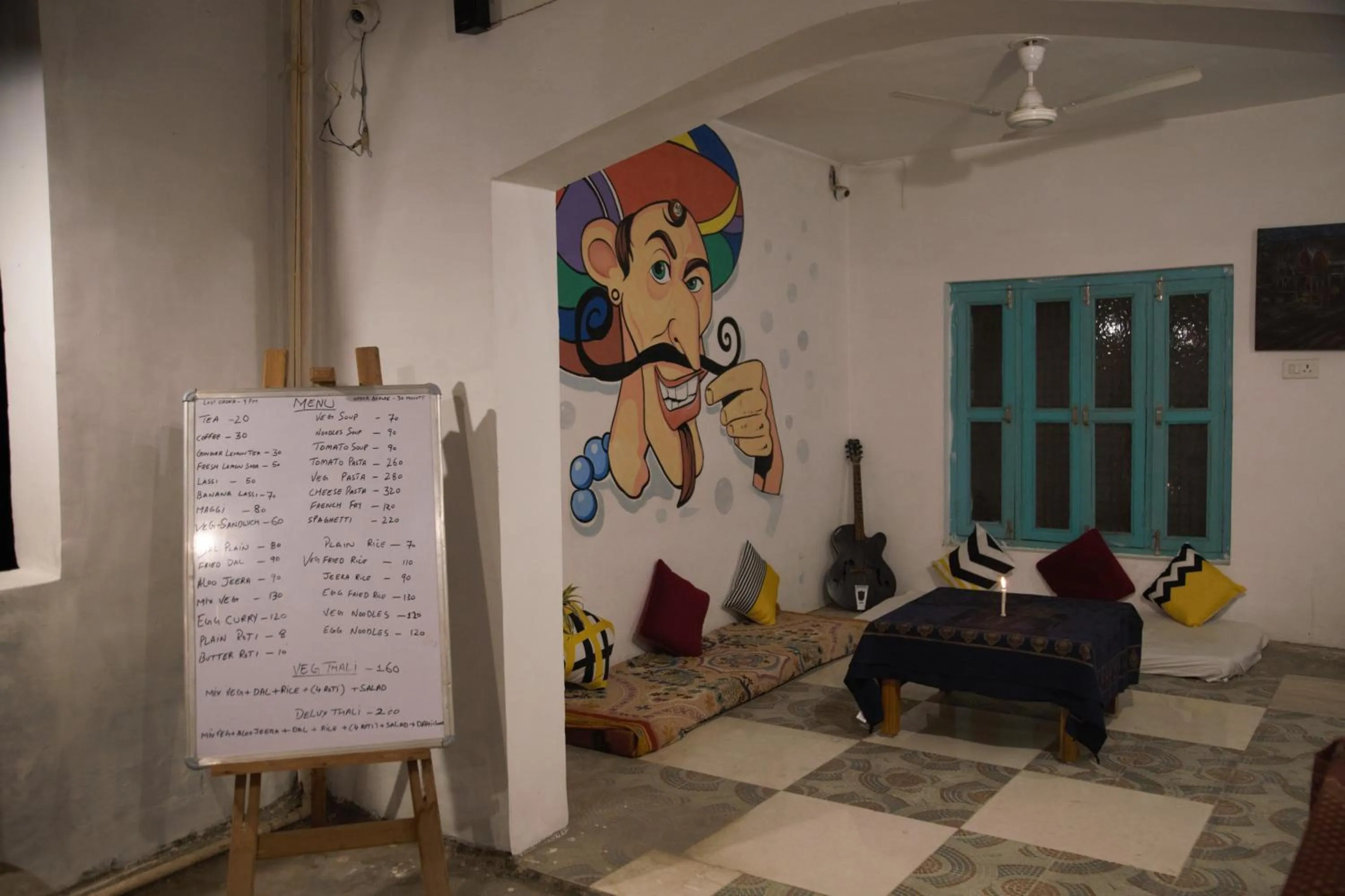 Seating area in Moustache Khajuraho