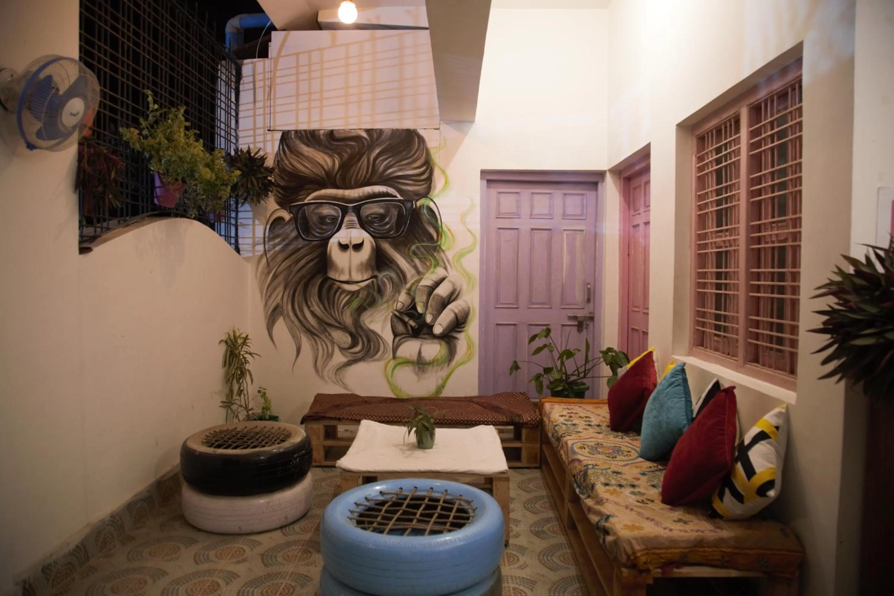 Seating area in Moustache Khajuraho